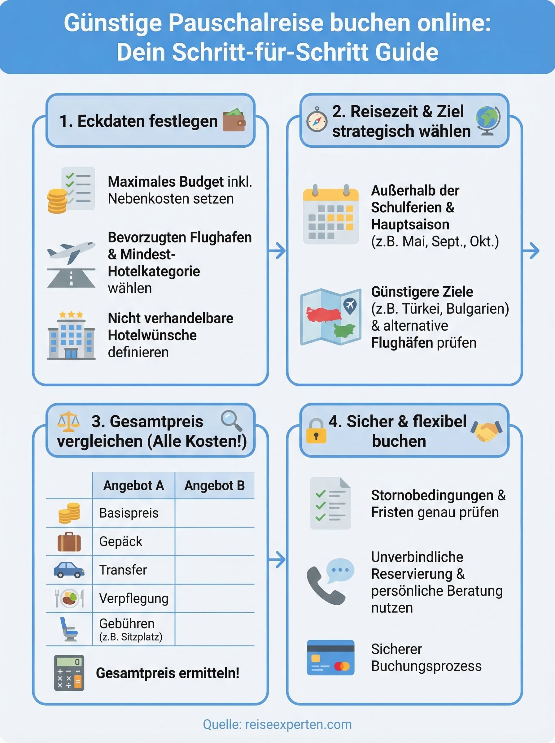 g&uuml;nstige pauschalreise buchen infographic