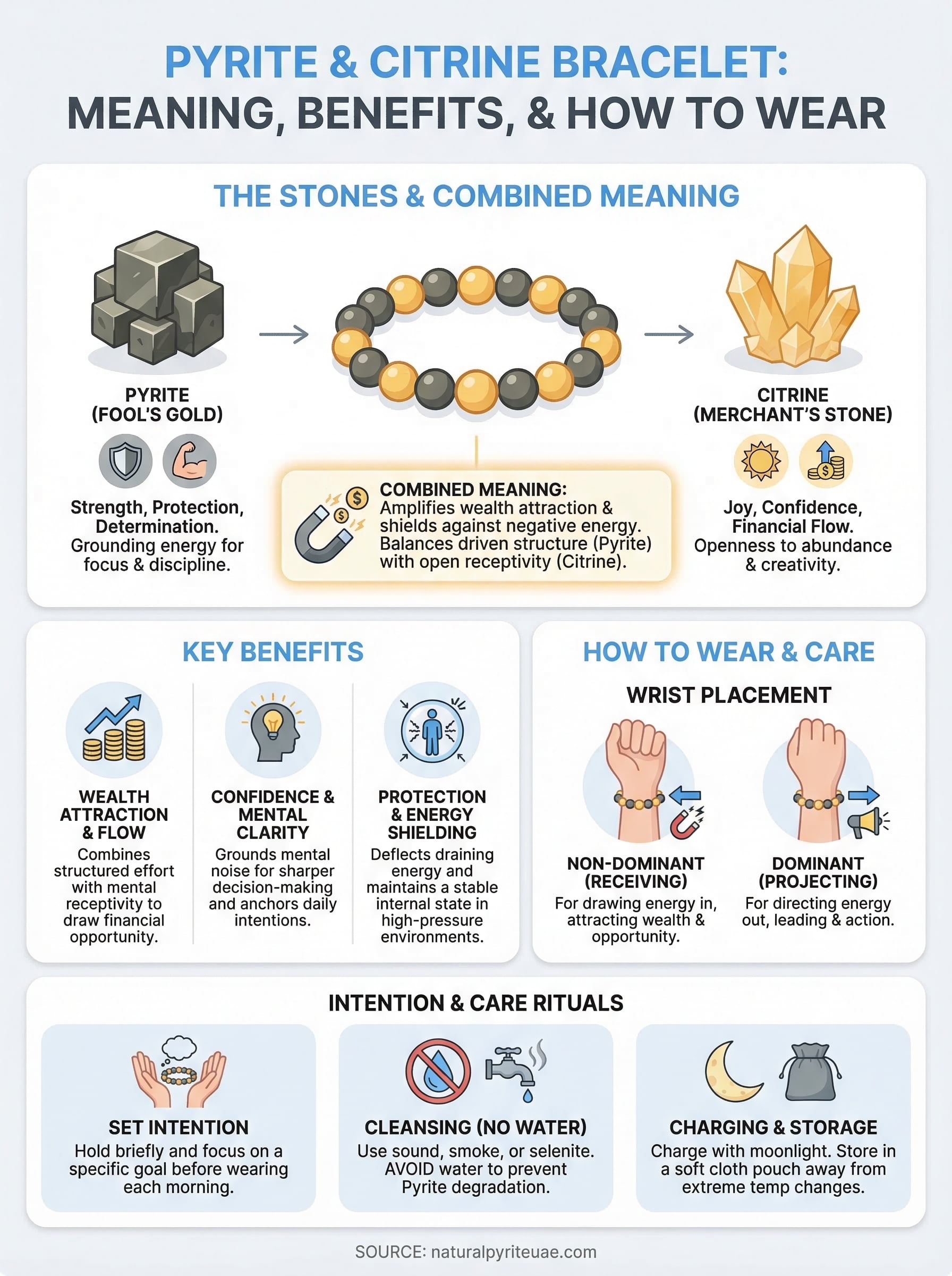pyrite and citrine bracelet infographic