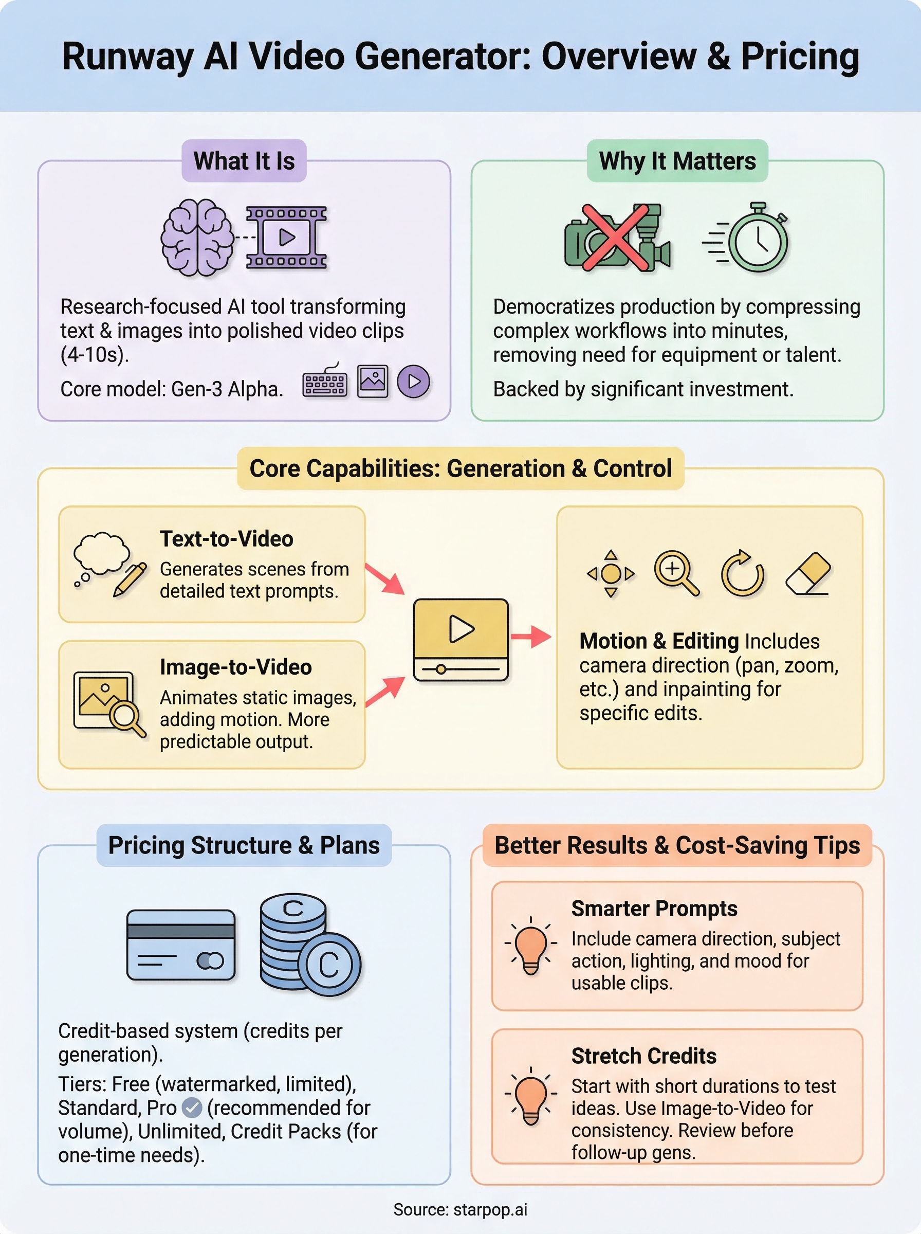 runway ai video generator infographic