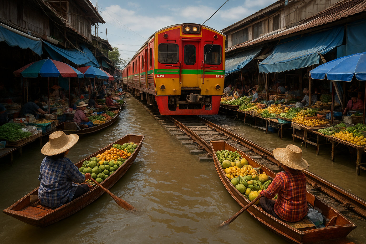 3. Pływający targ Damnoen Saduak i rynek z pociągiem