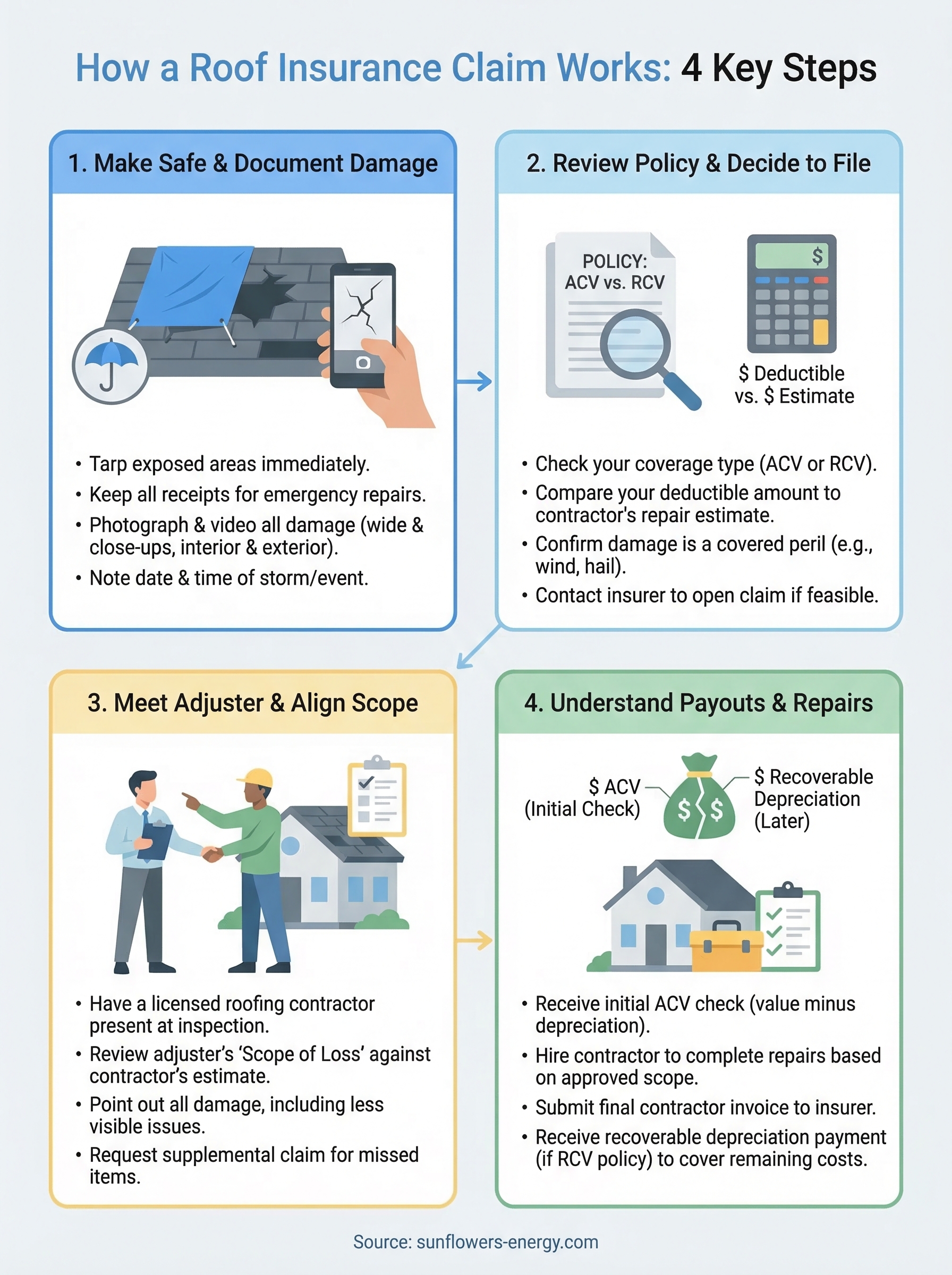 how does a roof insurance claim work infographic