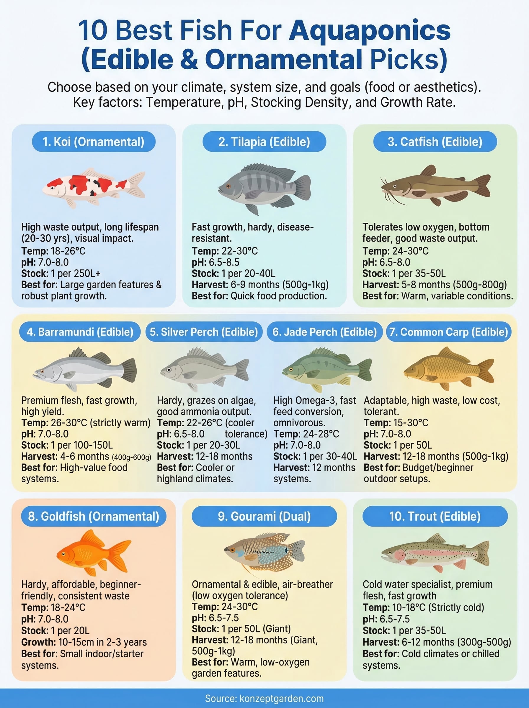 best fish for aquaponics infographic