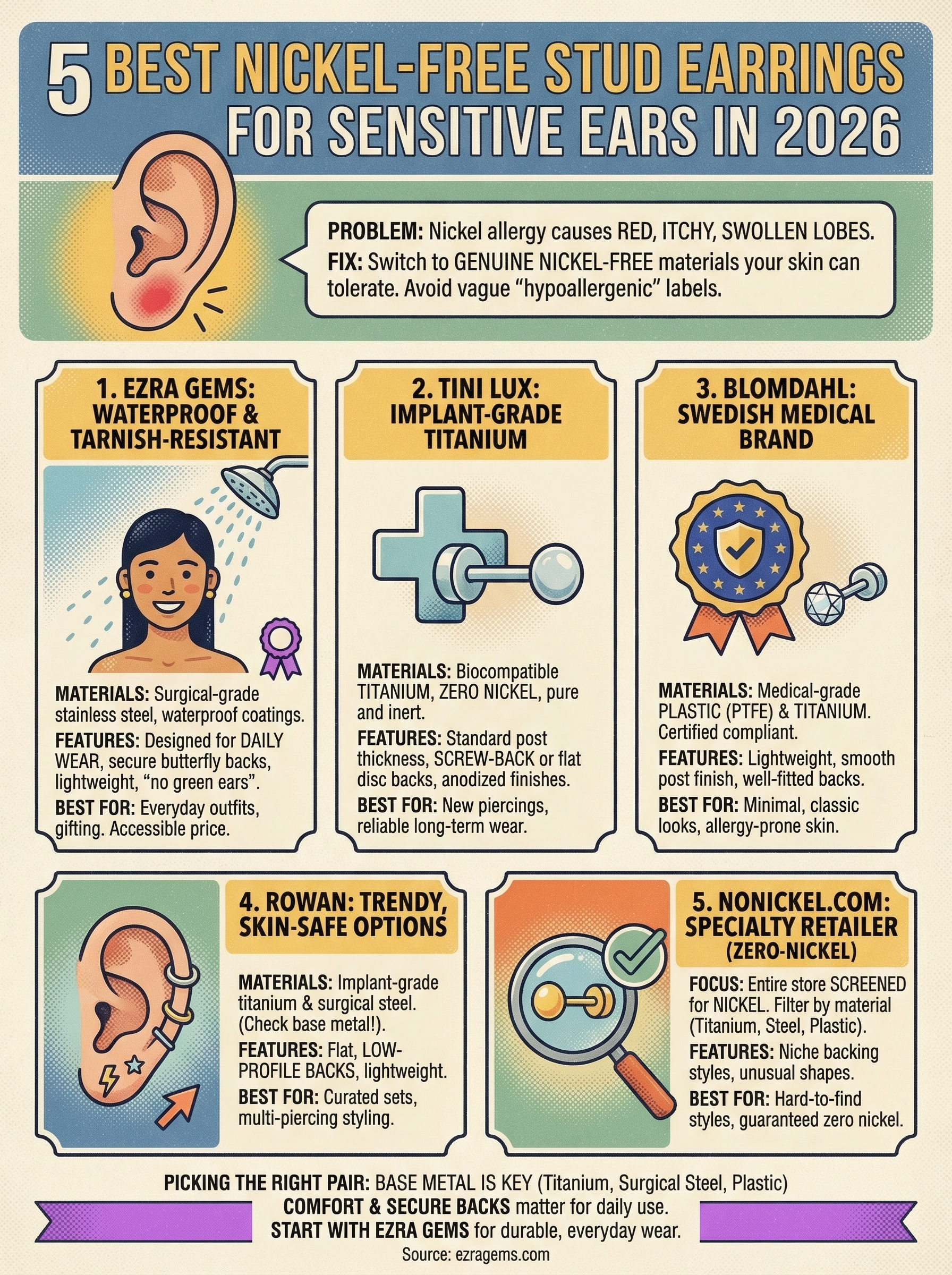 nickel free stud earrings infographic