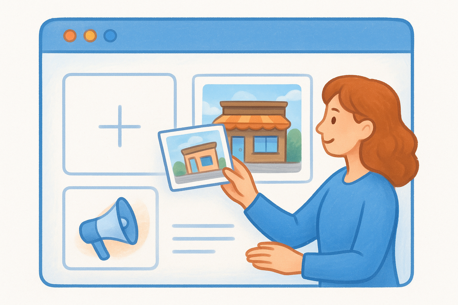 Add photos and posts that drive action