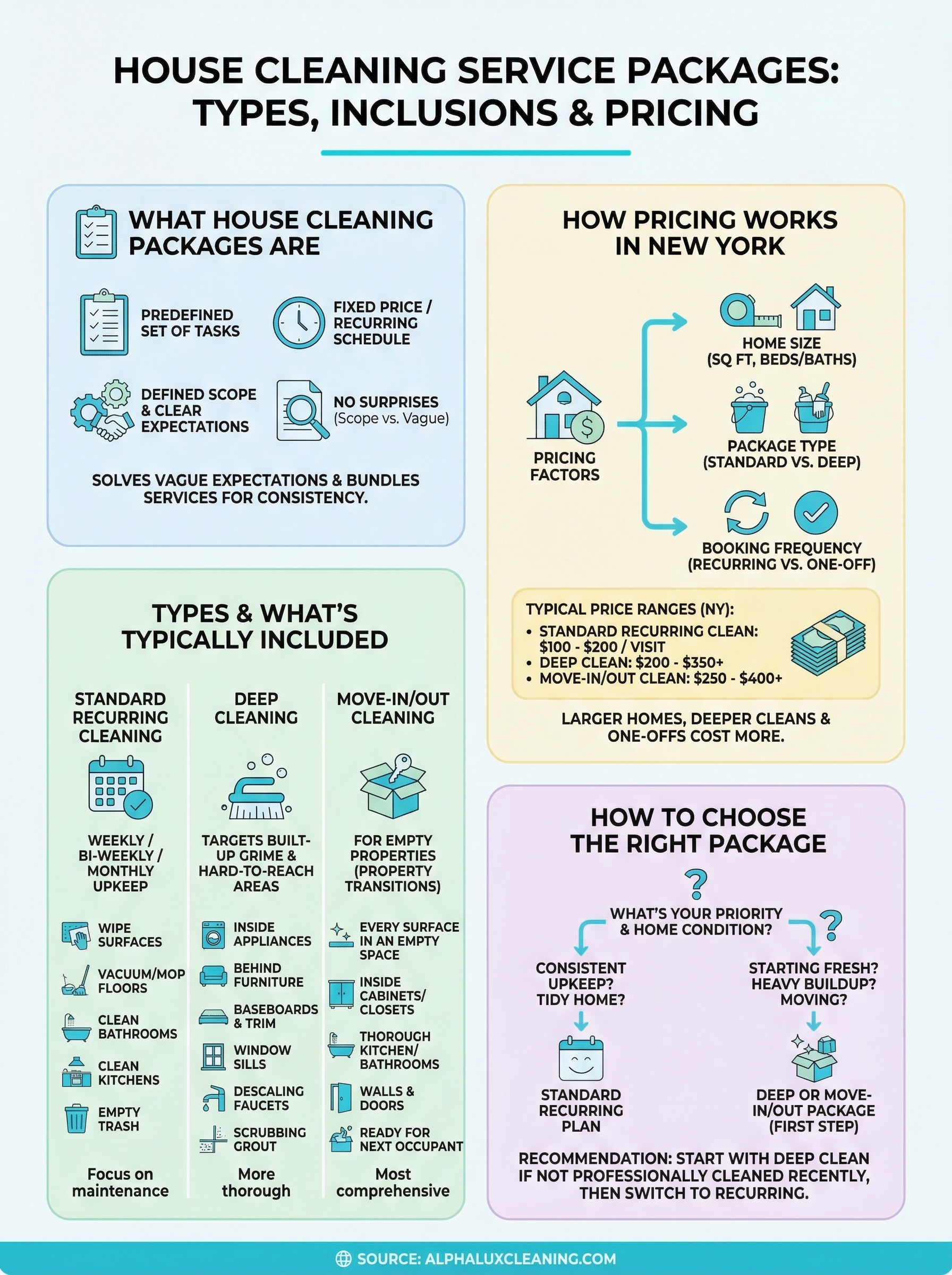 house cleaning service packages infographic
