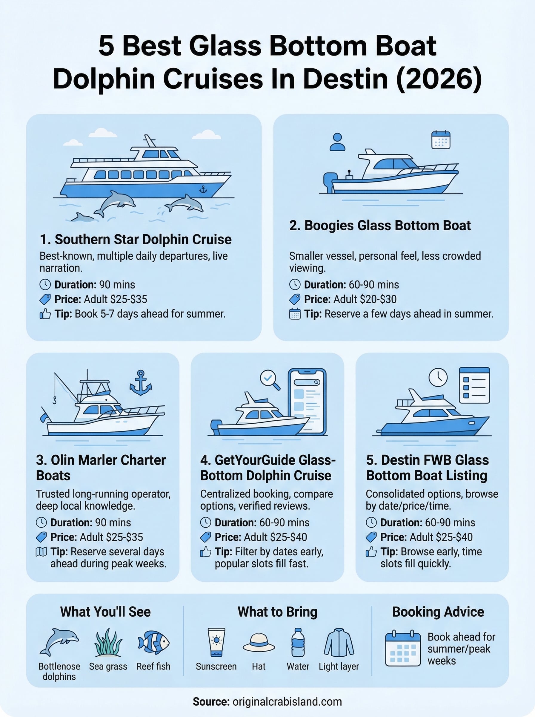 glass bottom boat dolphin cruise destin infographic
