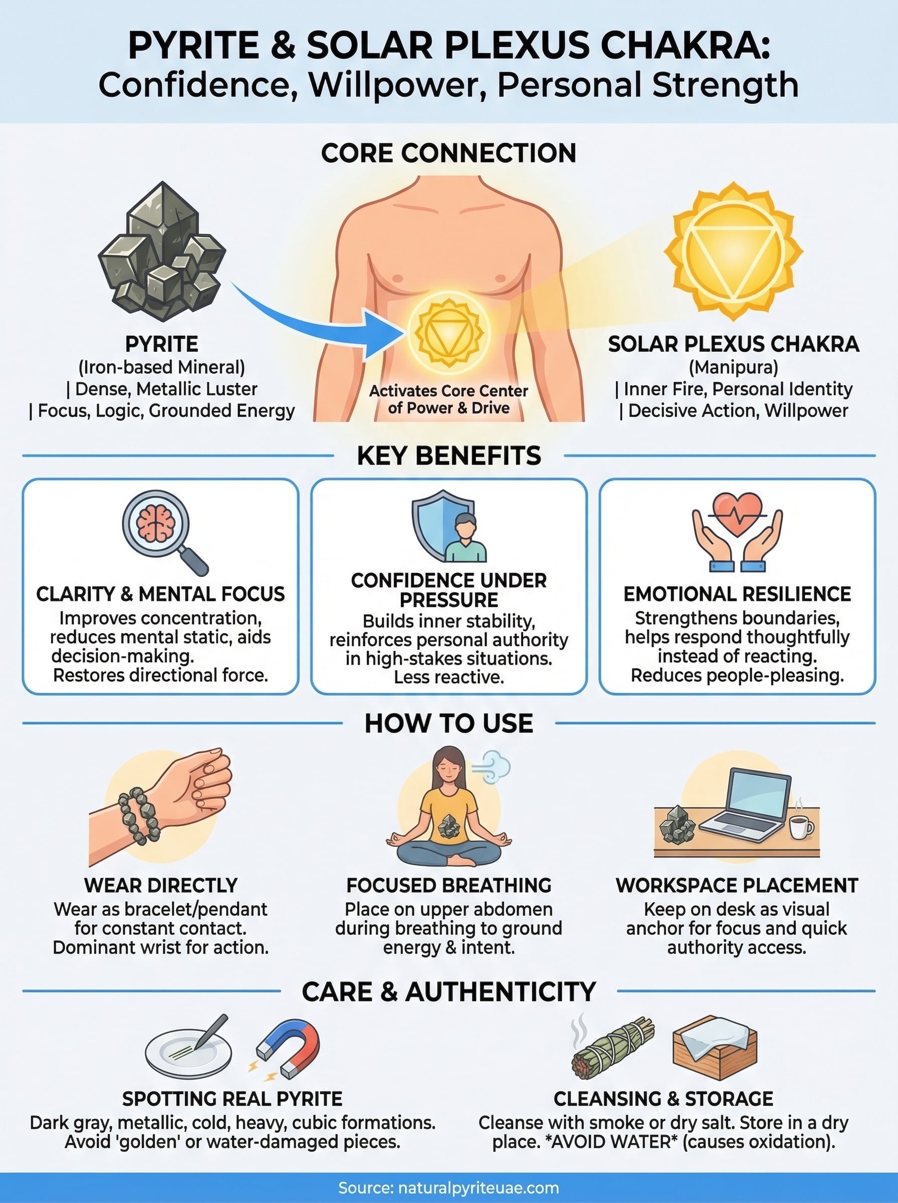 pyrite solar plexus chakra infographic