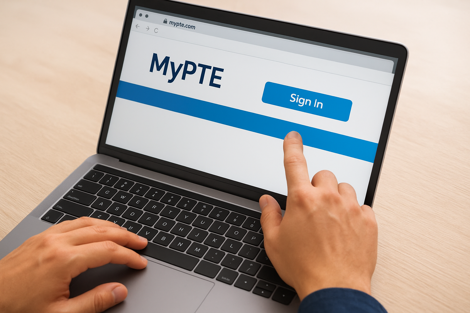 Find the login button on the MyPTE portal