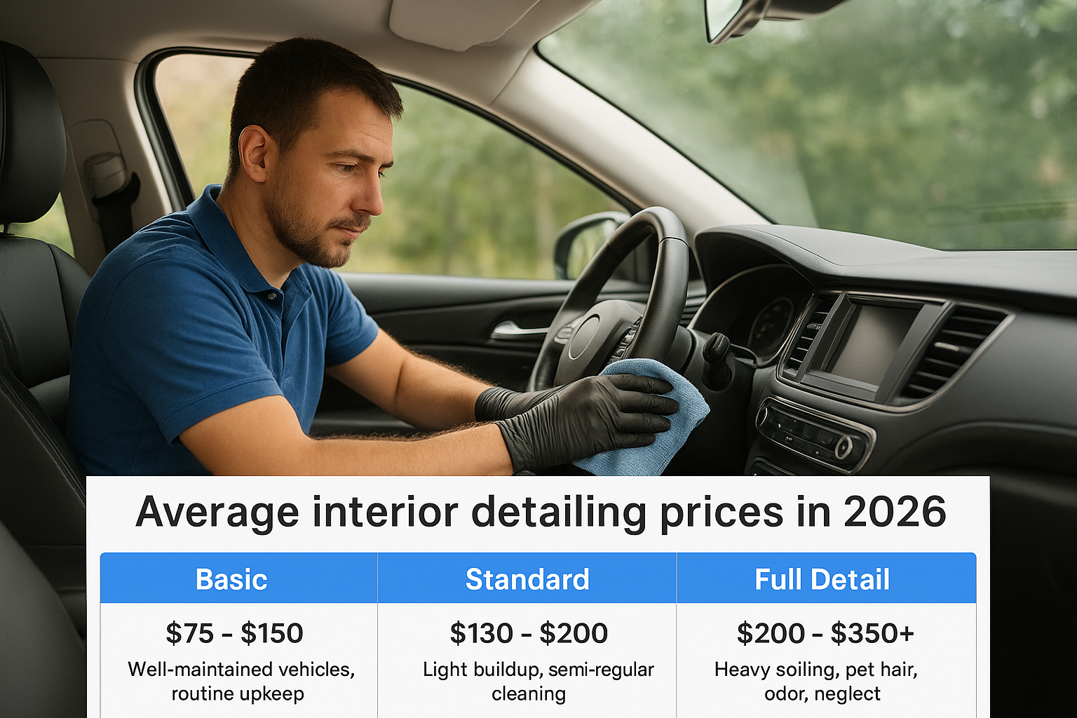 Average interior detailing prices in 2026