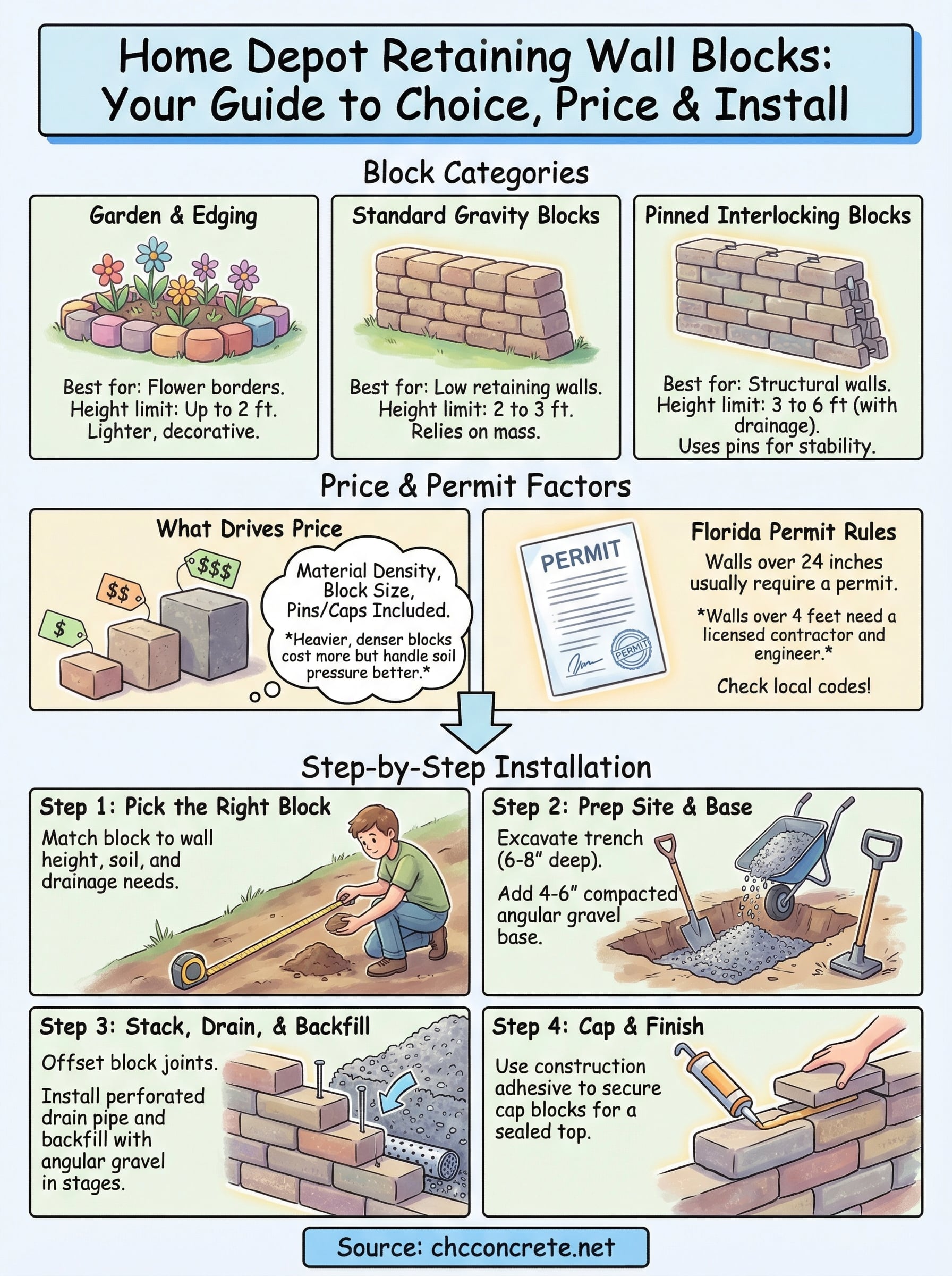 home depot retaining wall blocks infographic