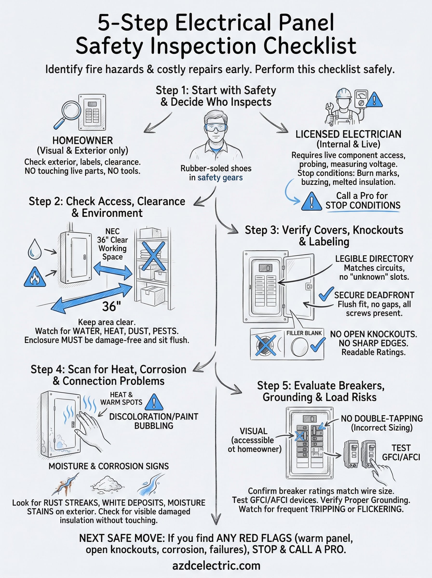 electrical panel safety inspection checklist infographic