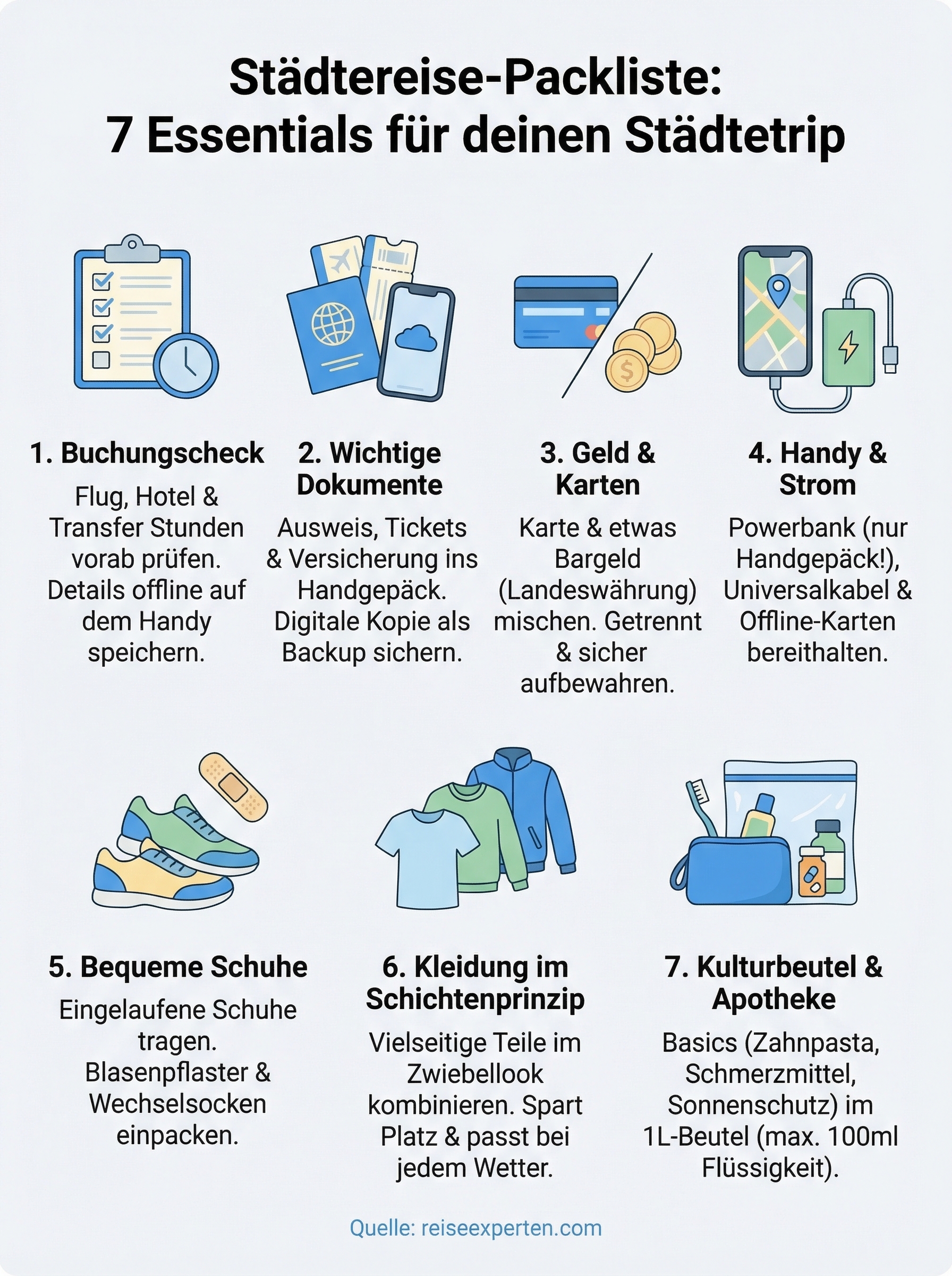 st&auml;dtereise packliste infographic