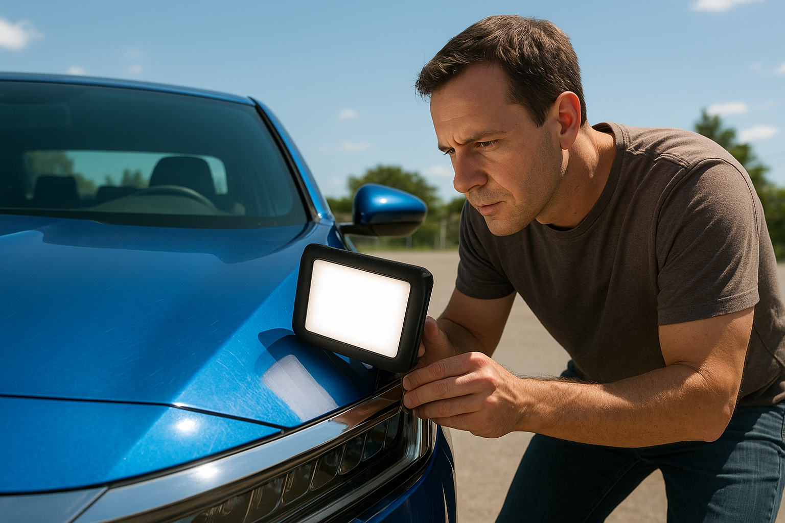 Use direct sunlight or a panel light