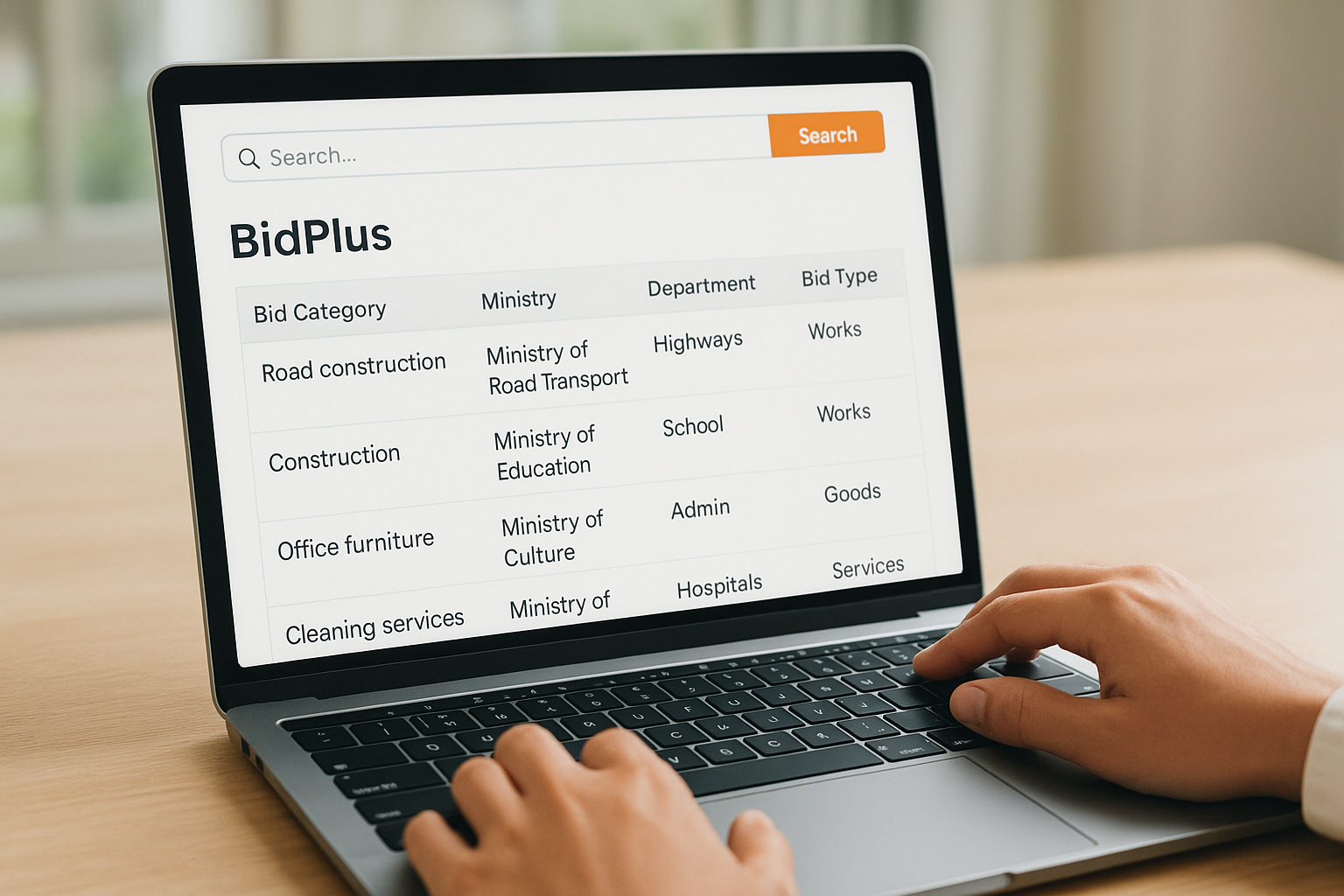 How BidPlus organizes bid listings