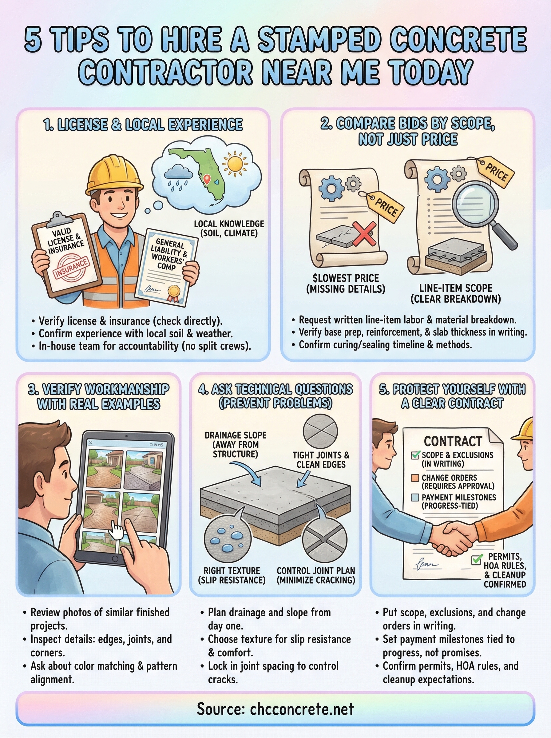 stamped concrete contractor near me infographic