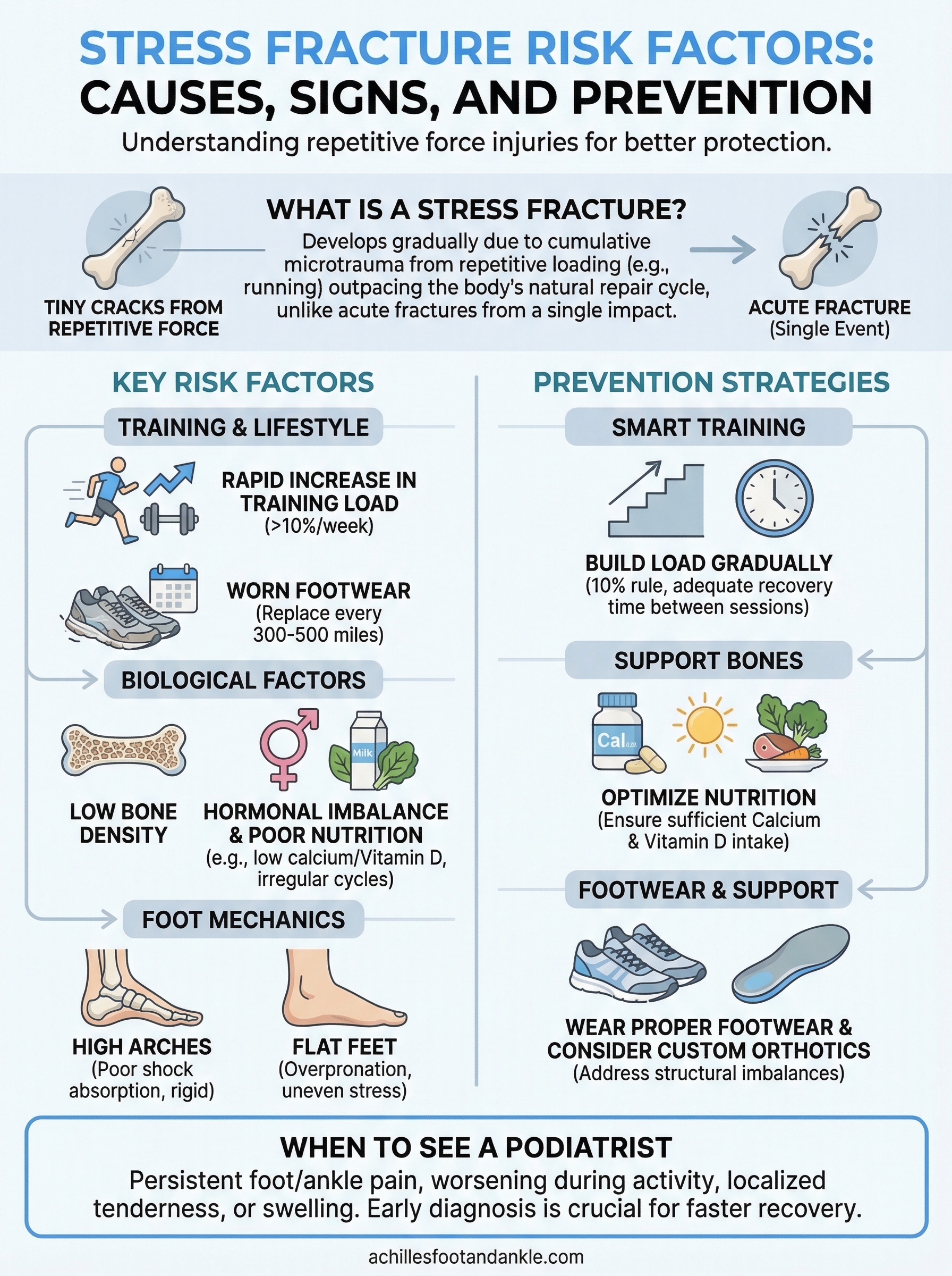 stress fracture risk factors infographic