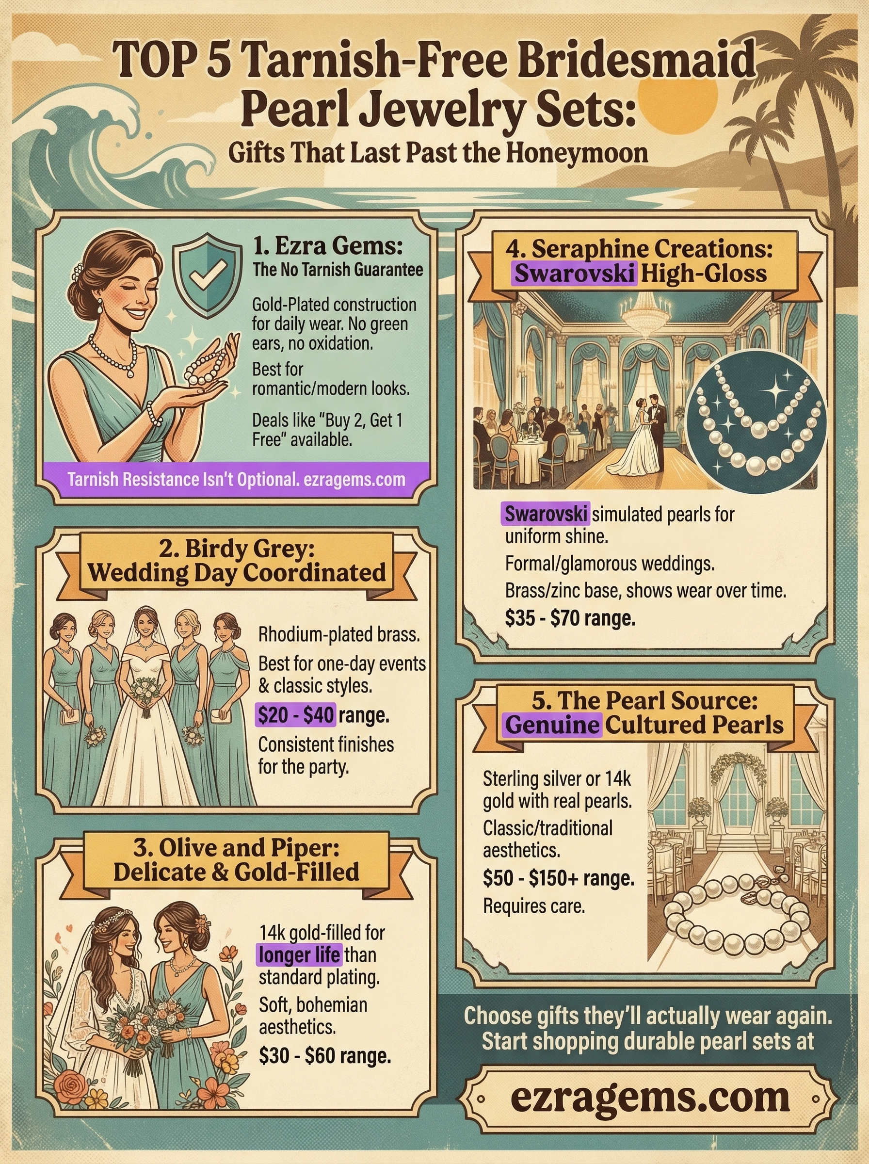 bridesmaid pearl jewelry sets infographic
