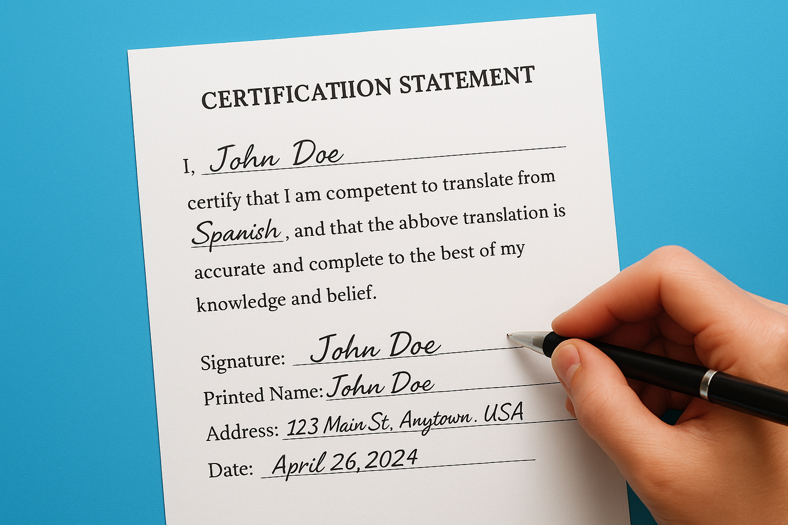 The required wording