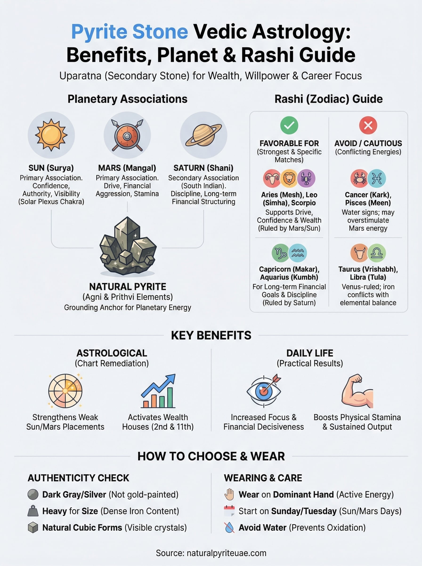 pyrite stone vedic astrology infographic