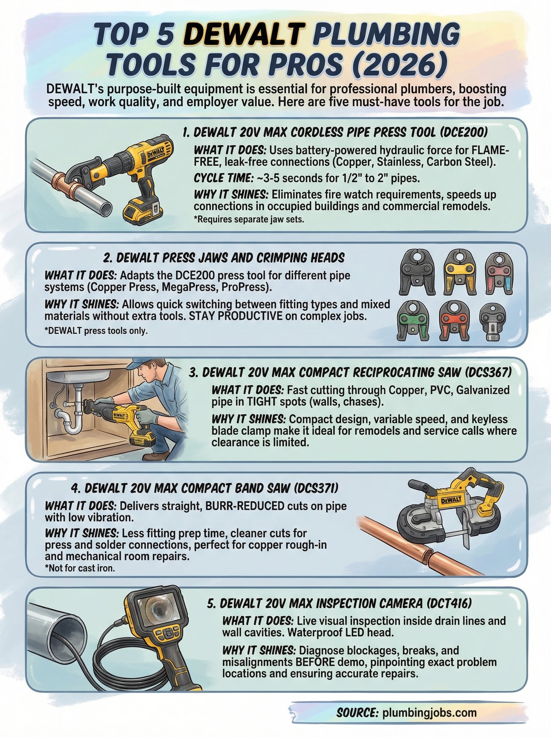 dewalt plumbing tools infographic