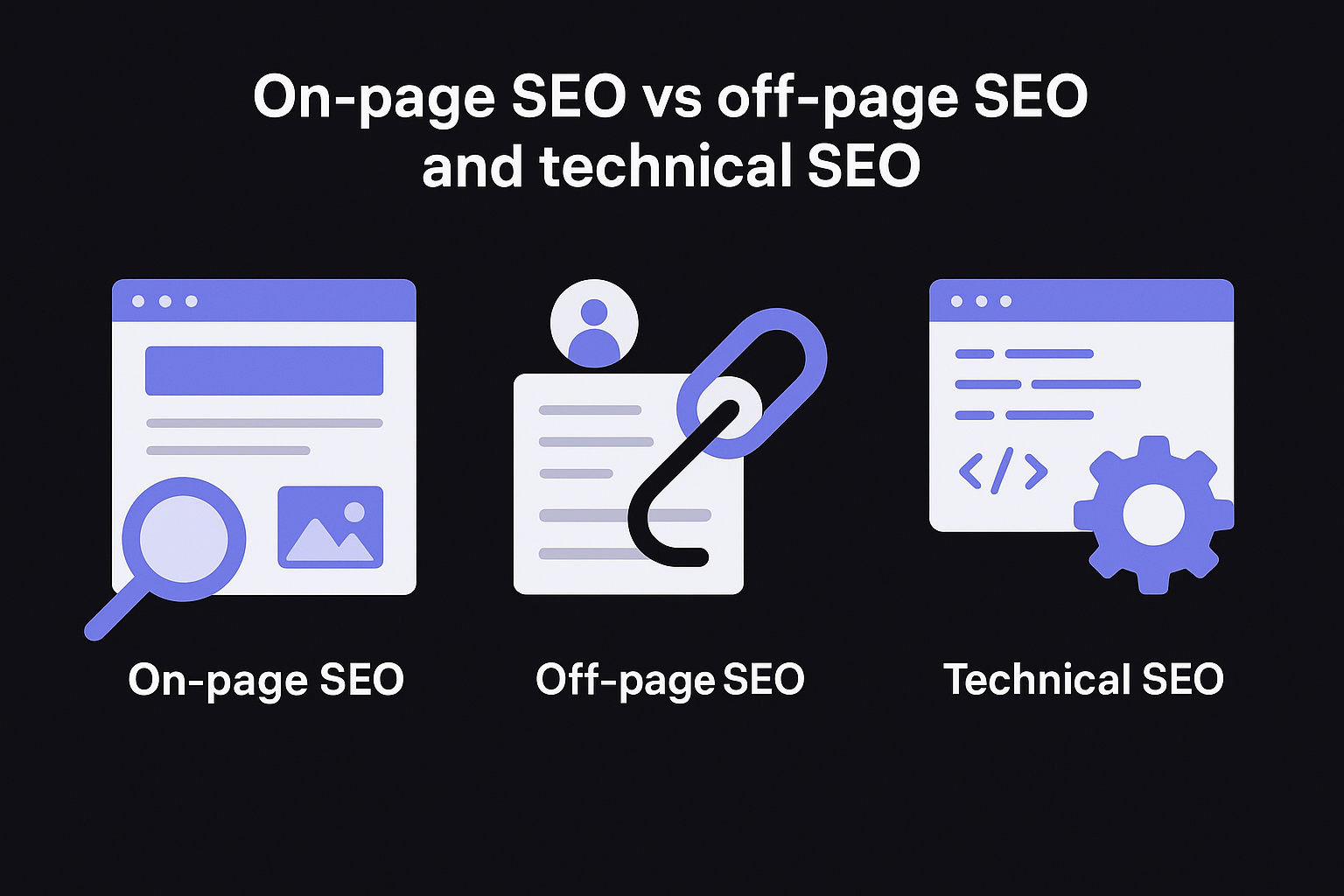 On-page SEO vs off-page SEO and technical SEO