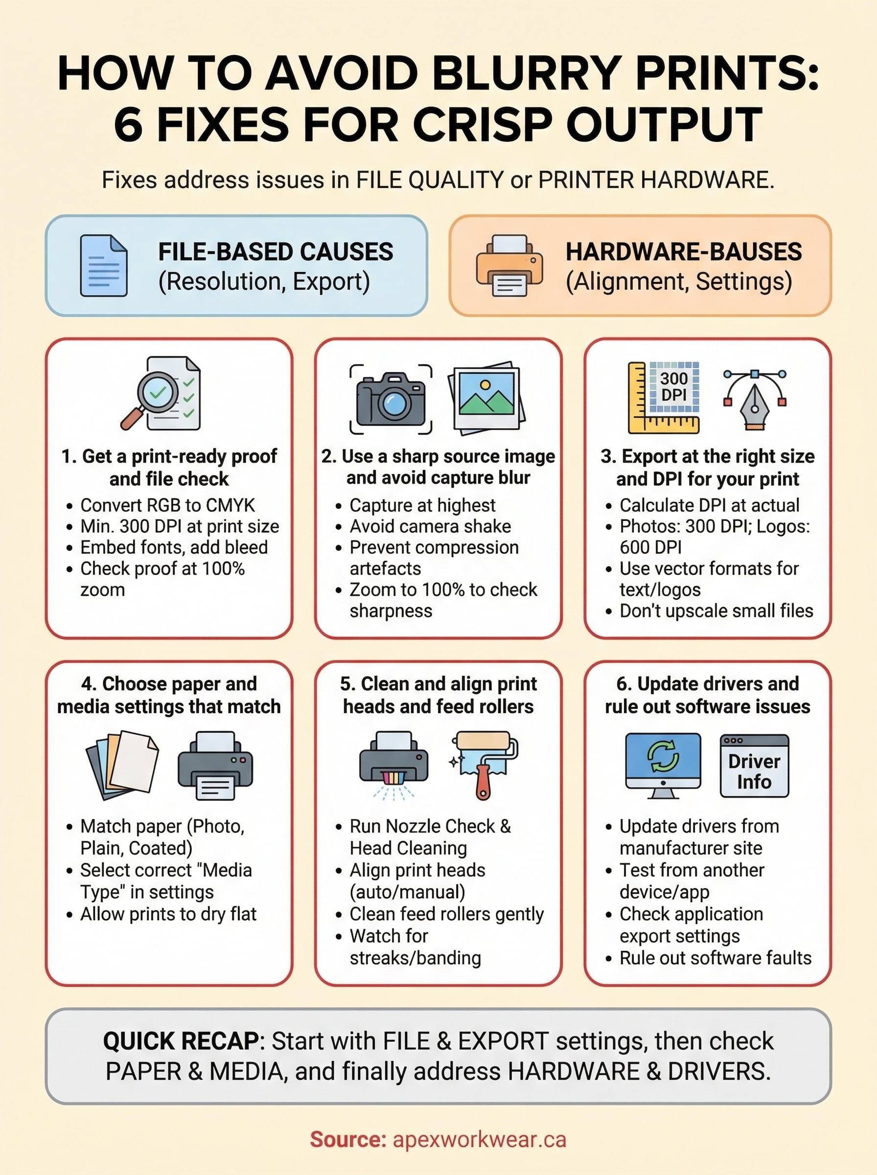 how to avoid blurry prints infographic