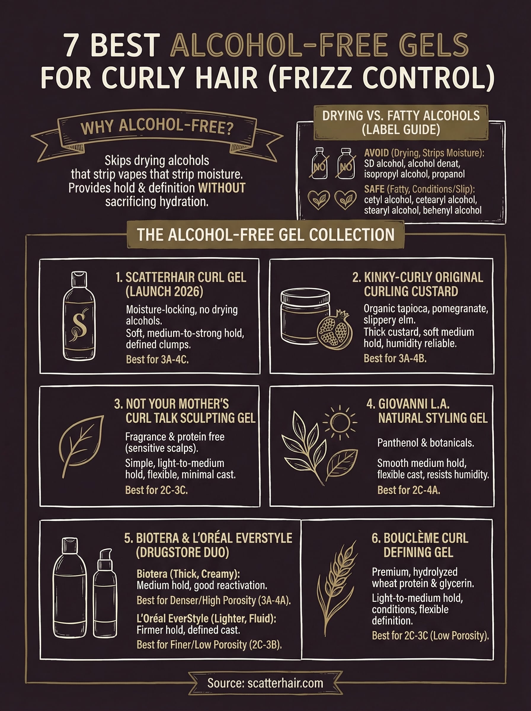 alcohol free gel for curly hair infographic
