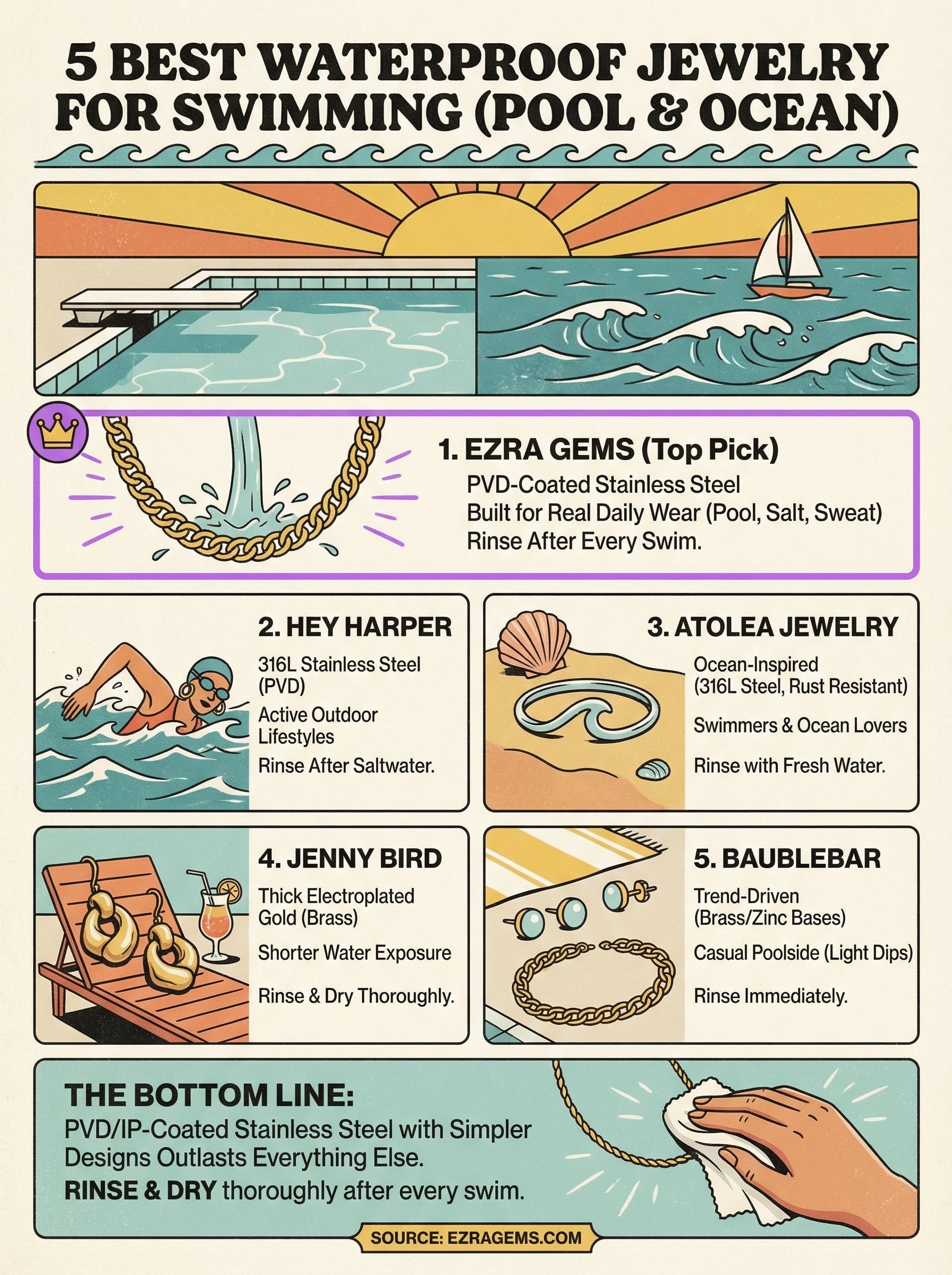 waterproof jewelry for swimming infographic