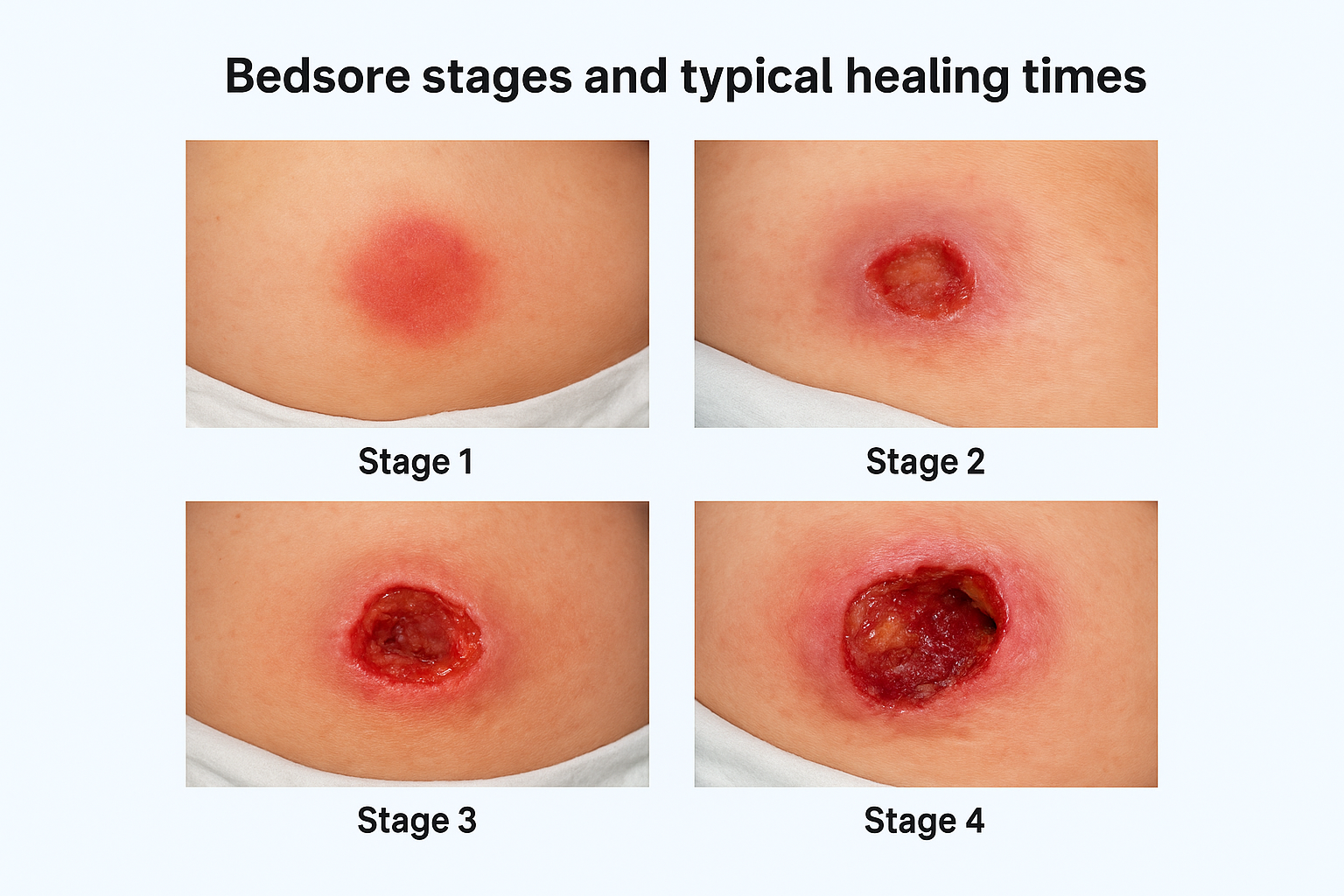 Bedsore stages and typical healing times