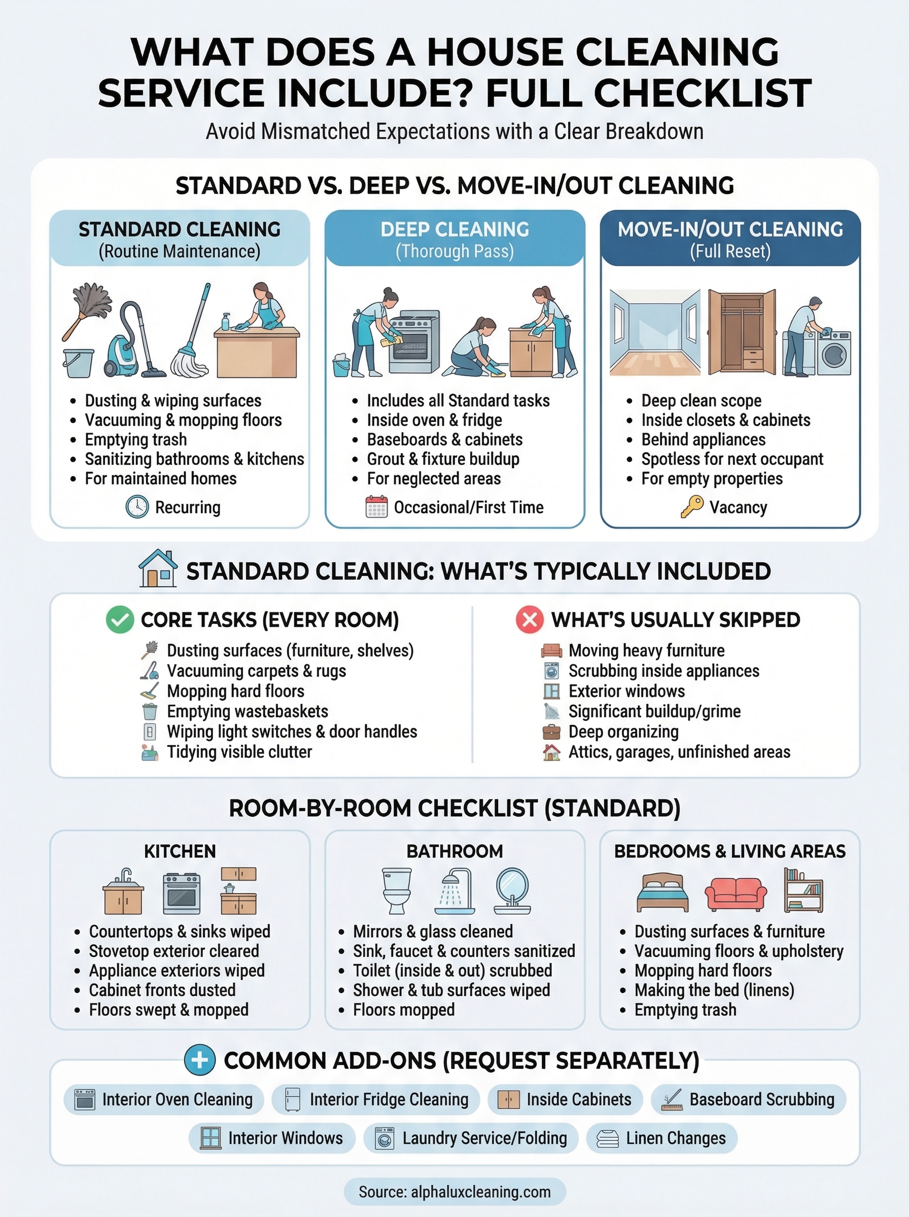 what does a house cleaning service include infographic