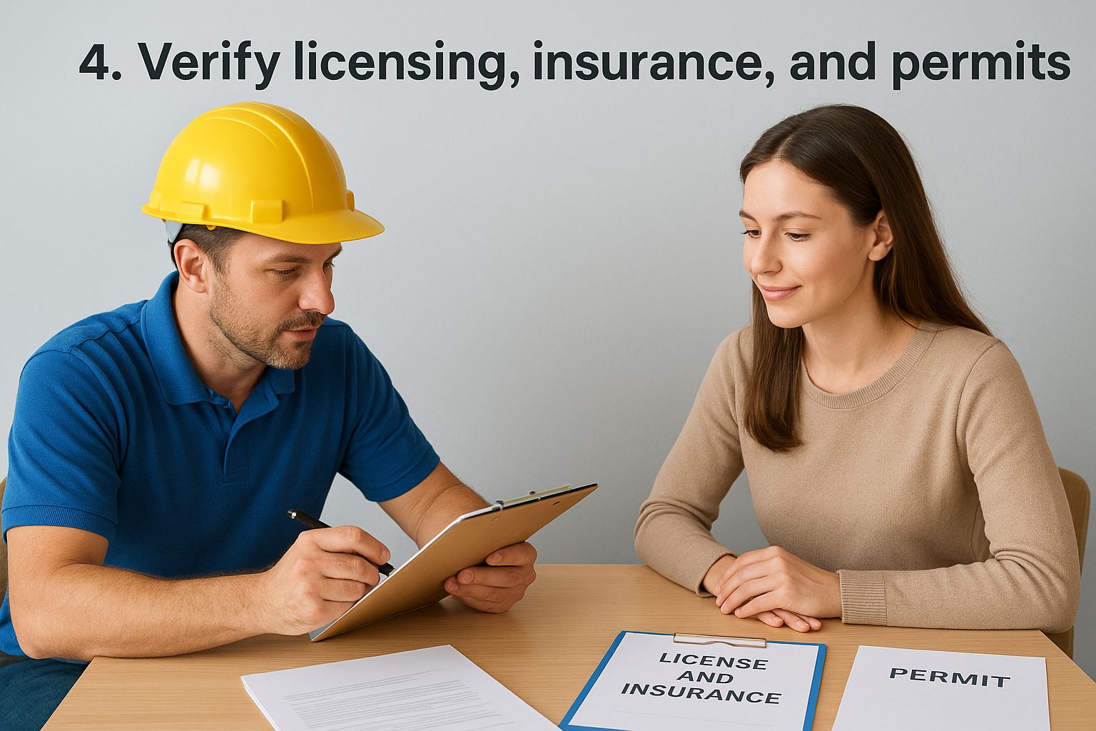 4. Verify licensing, insurance, and permits
