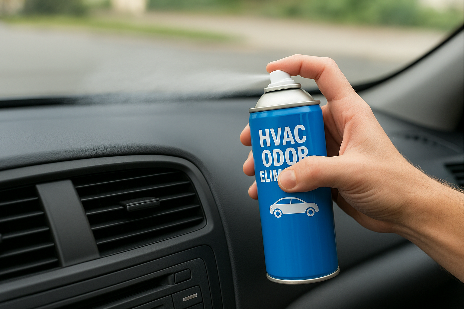 Use an HVAC odor eliminator spray