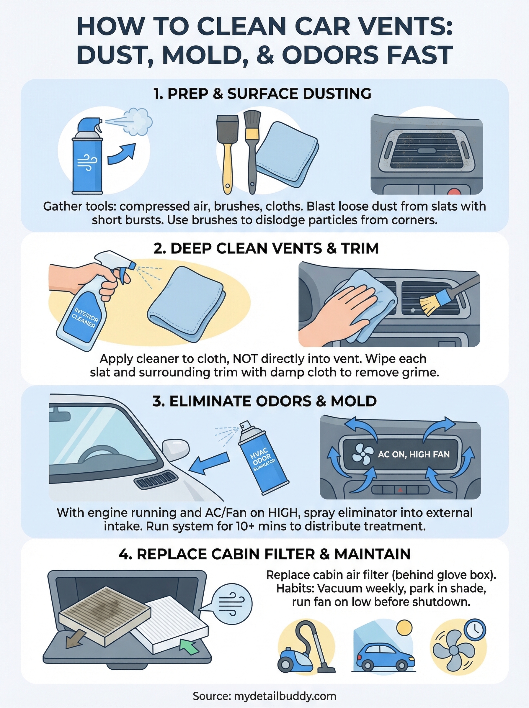 how to clean car vents infographic