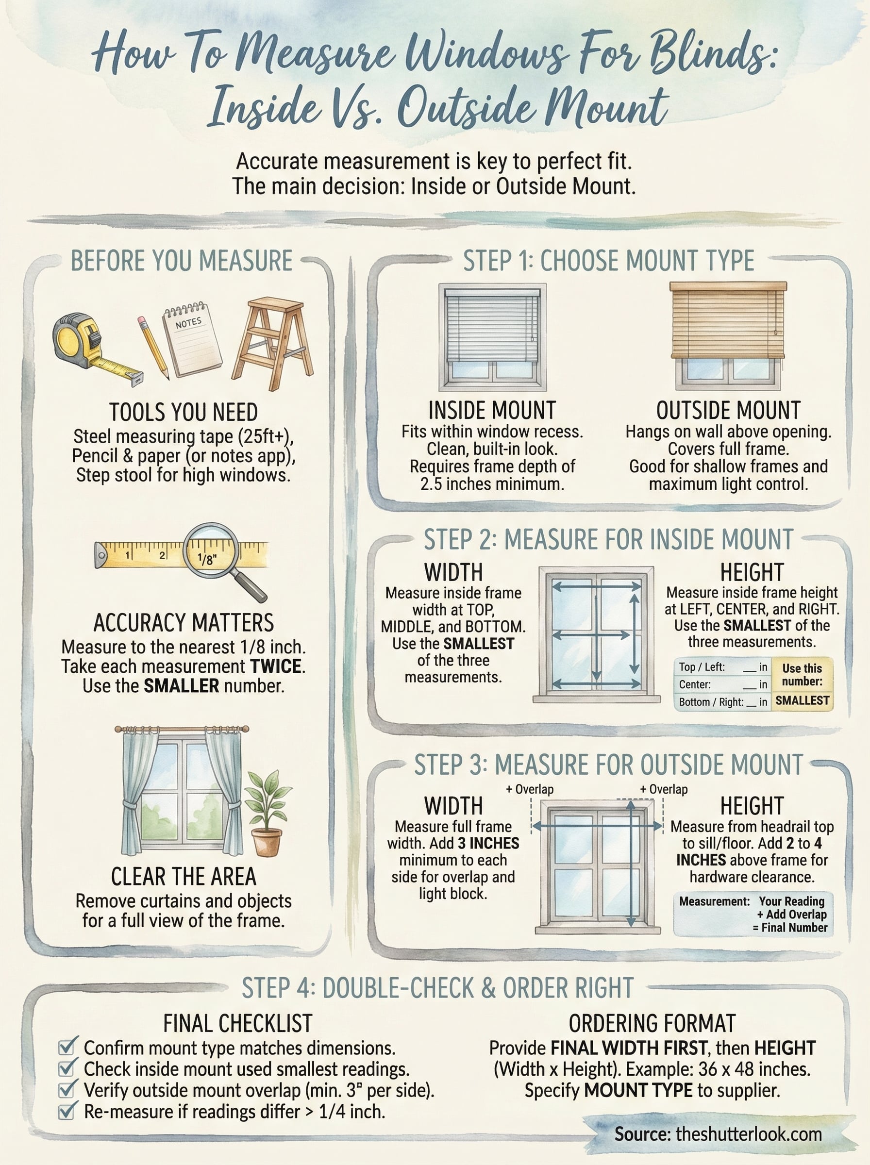 how to measure windows for blinds infographic