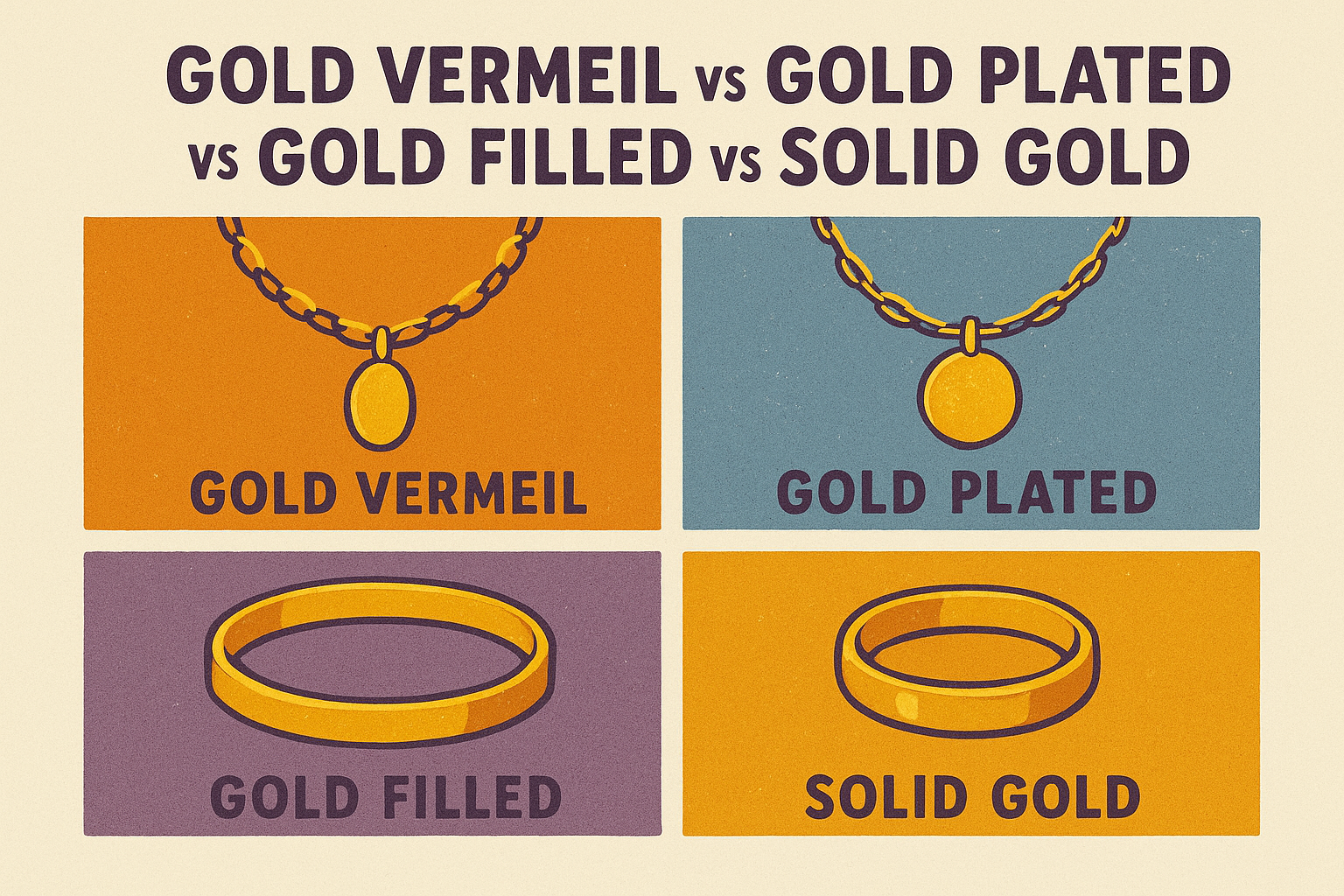Gold vermeil vs gold plated vs gold filled vs solid gold