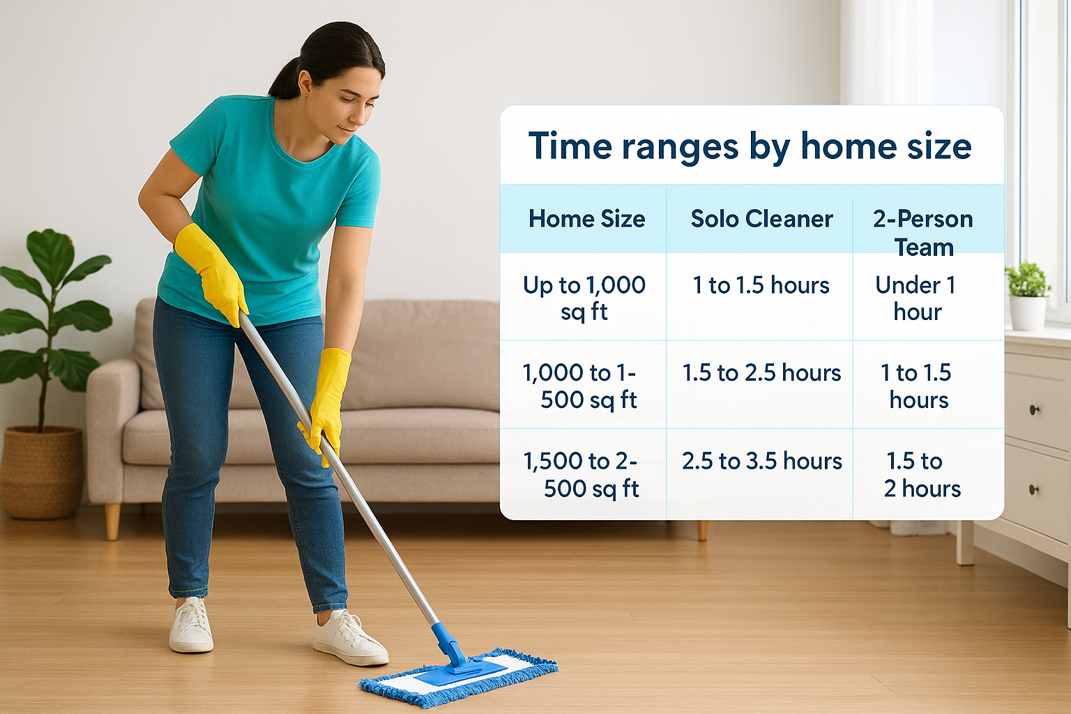 Time ranges by home size