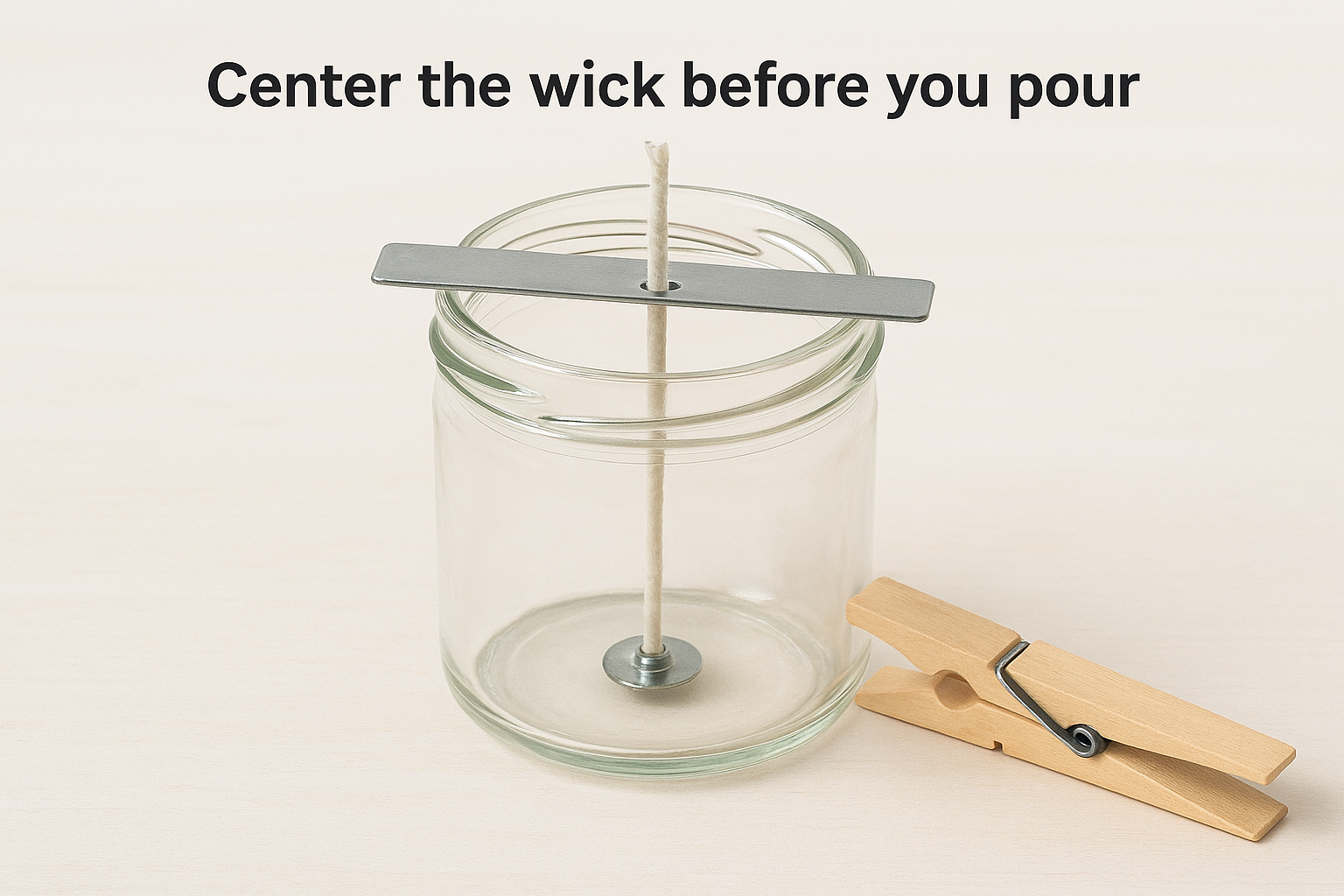 Center the wick before you pour