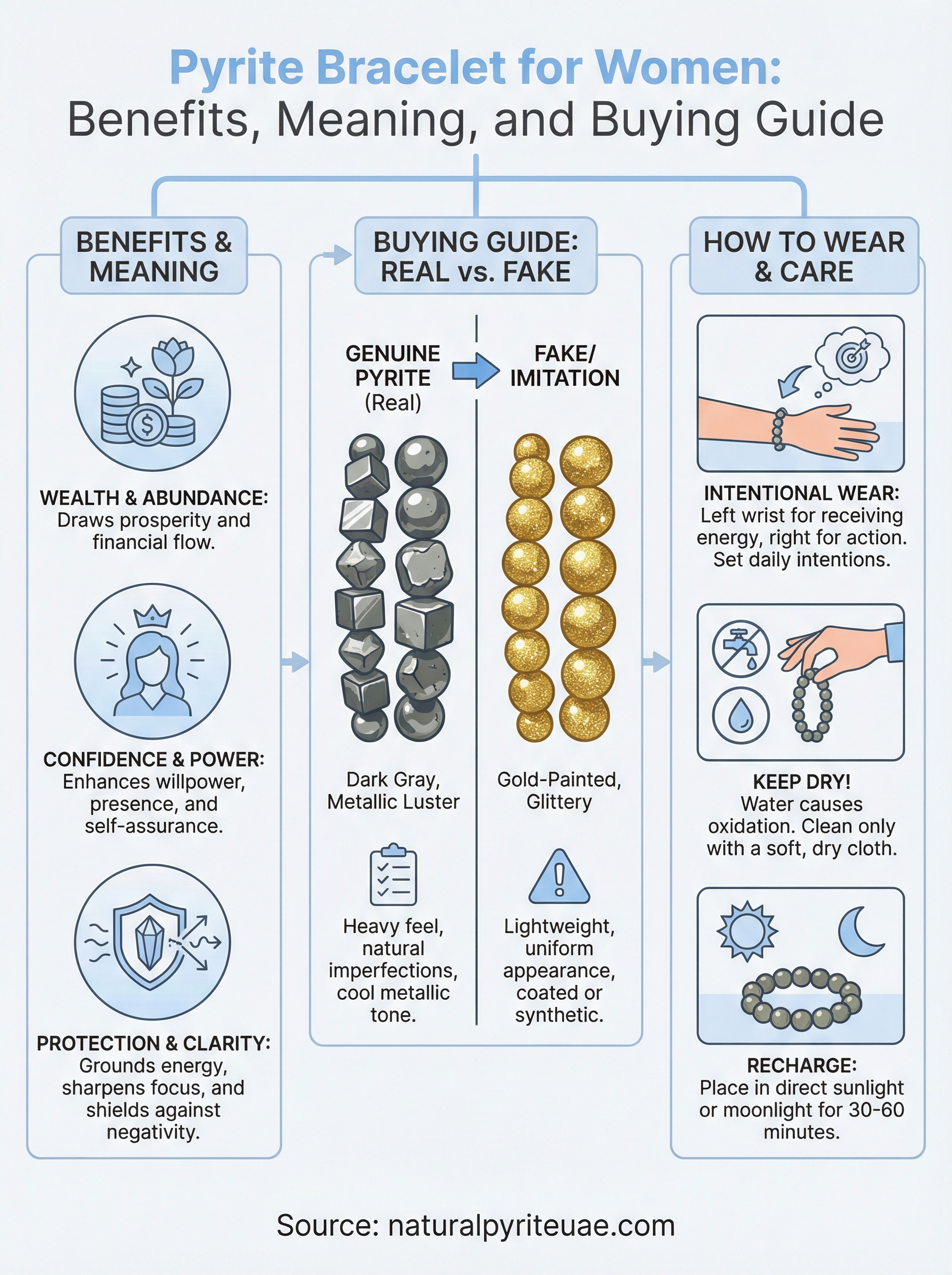 pyrite bracelet for women infographic