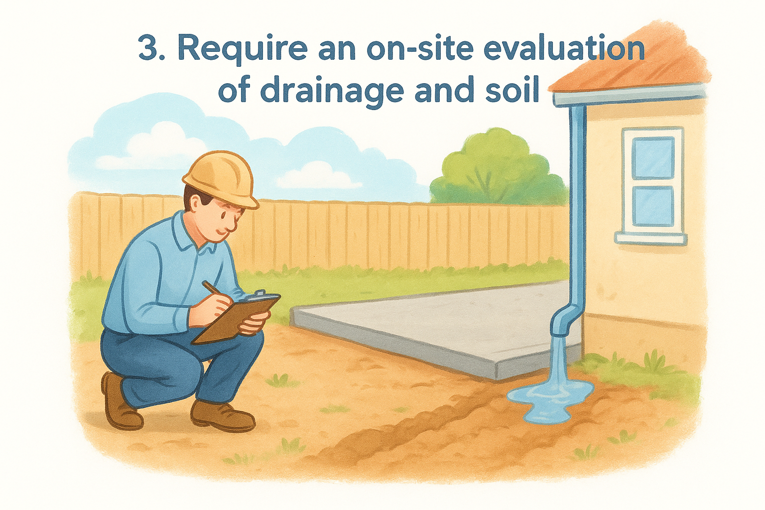 3. Require an on-site evaluation of drainage and soil