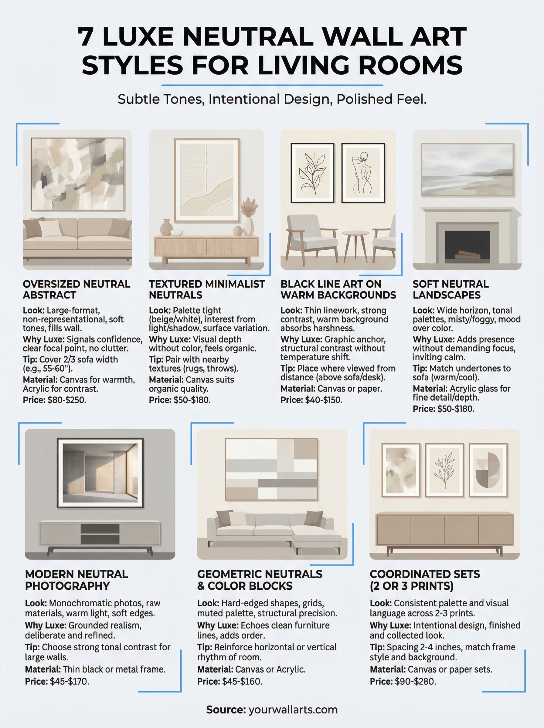 neutral wall art for living room infographic