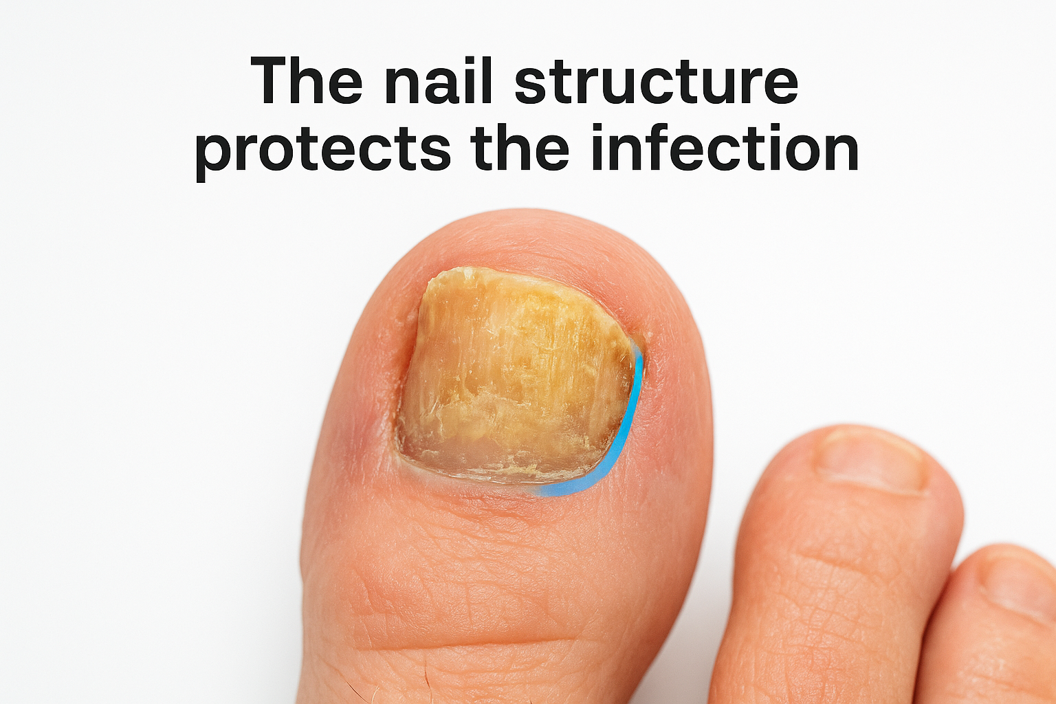 The nail structure protects the infection