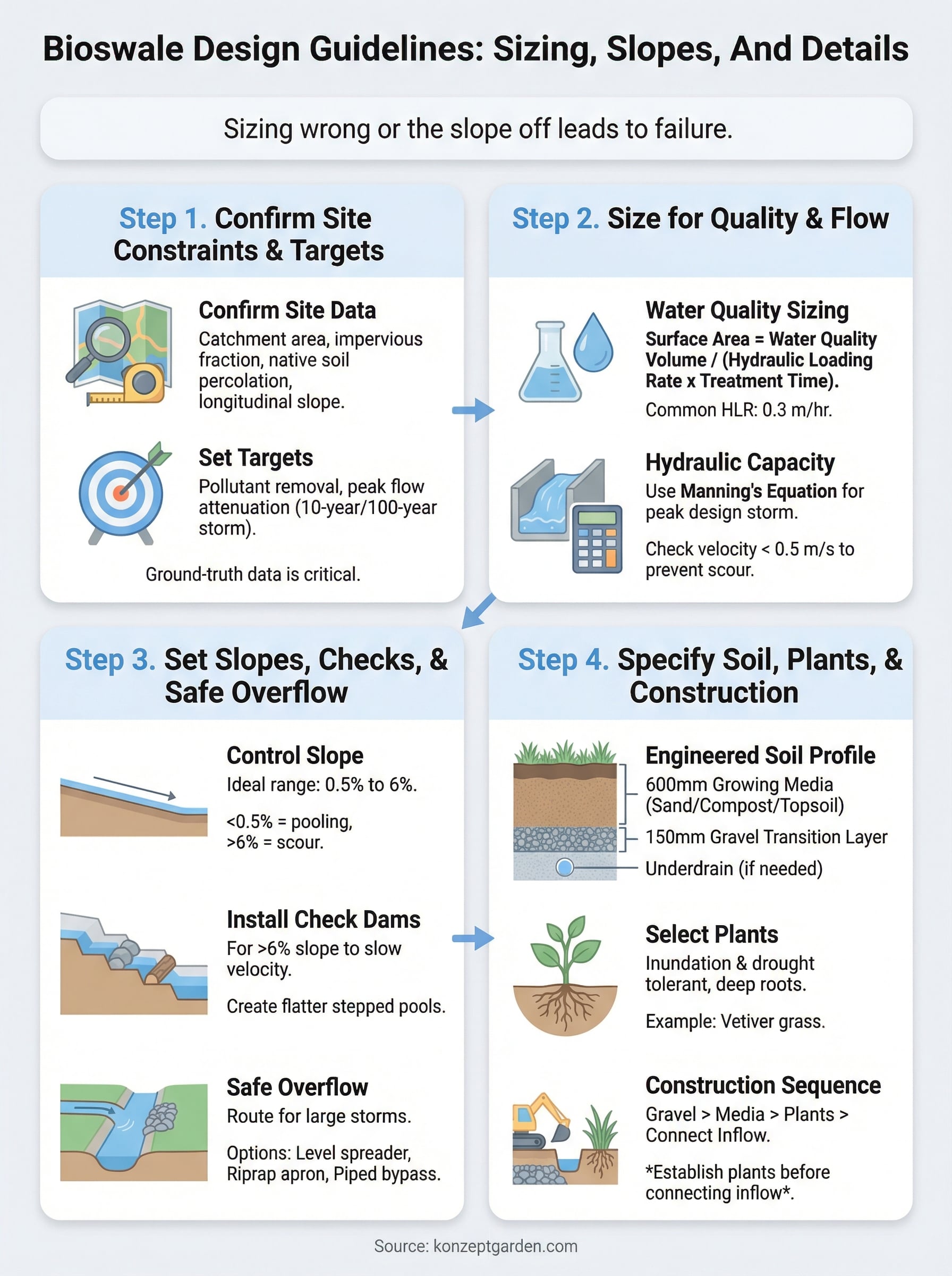bioswale design guidelines infographic
