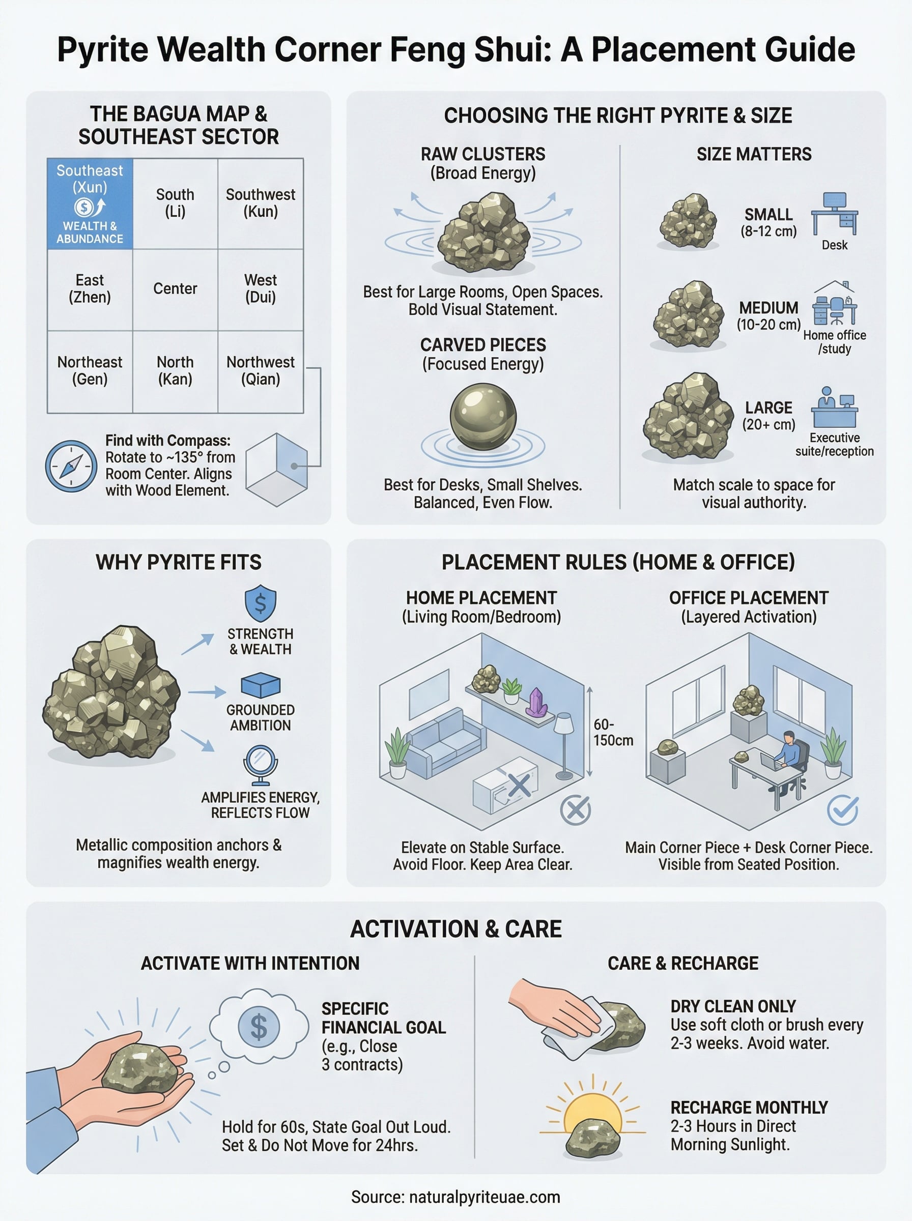 pyrite wealth corner feng shui infographic