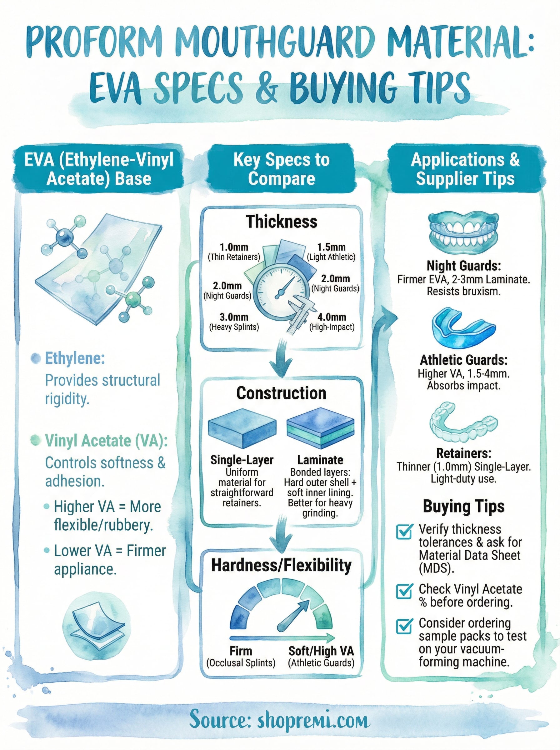 proform mouthguard material infographic