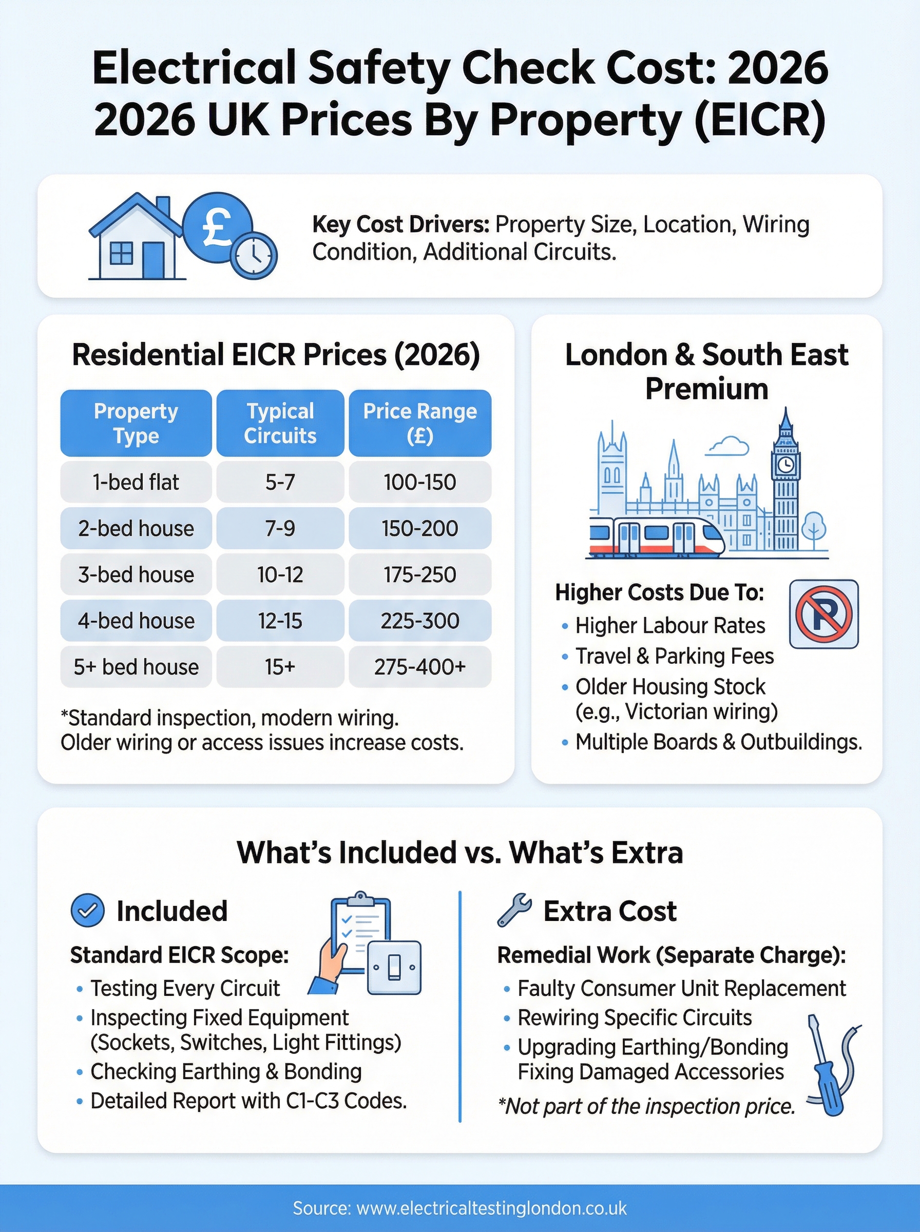 electrical safety check cost infographic
