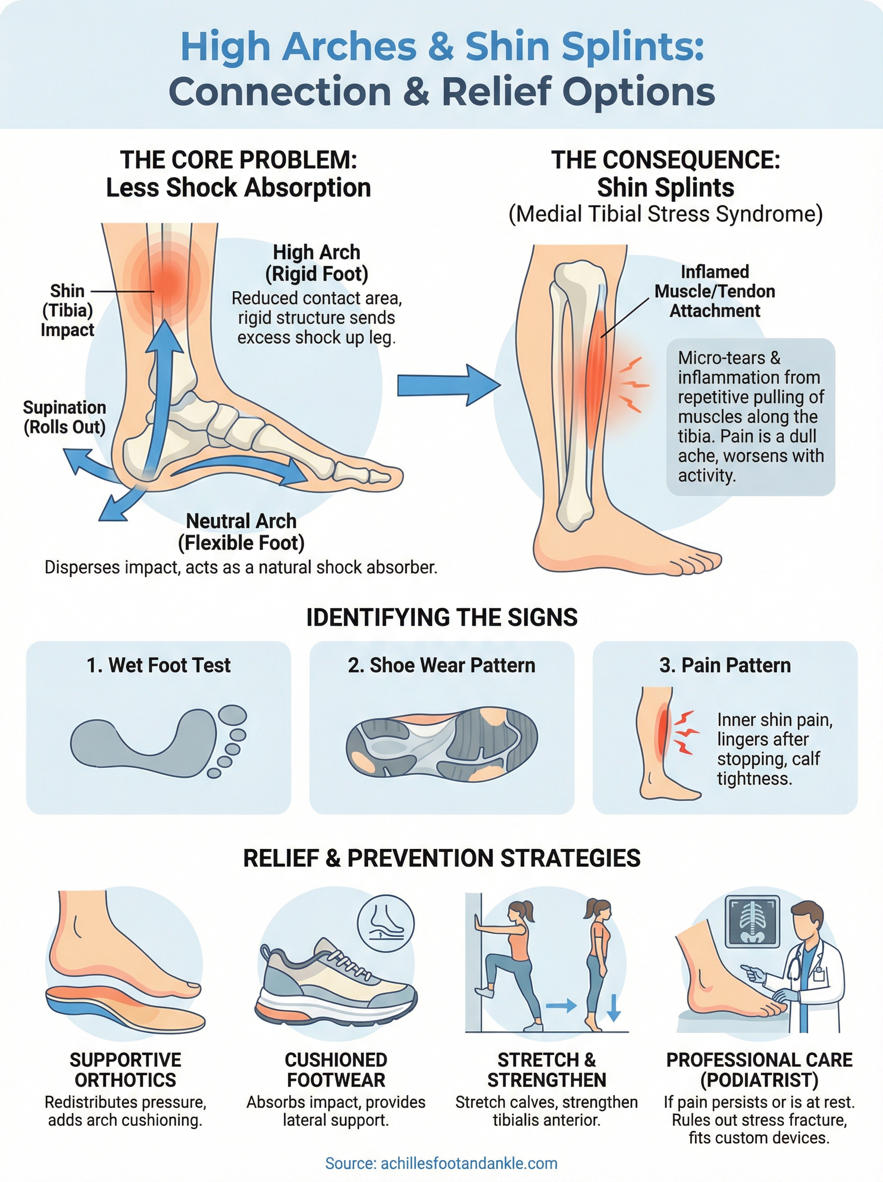 high arches and shin splints infographic