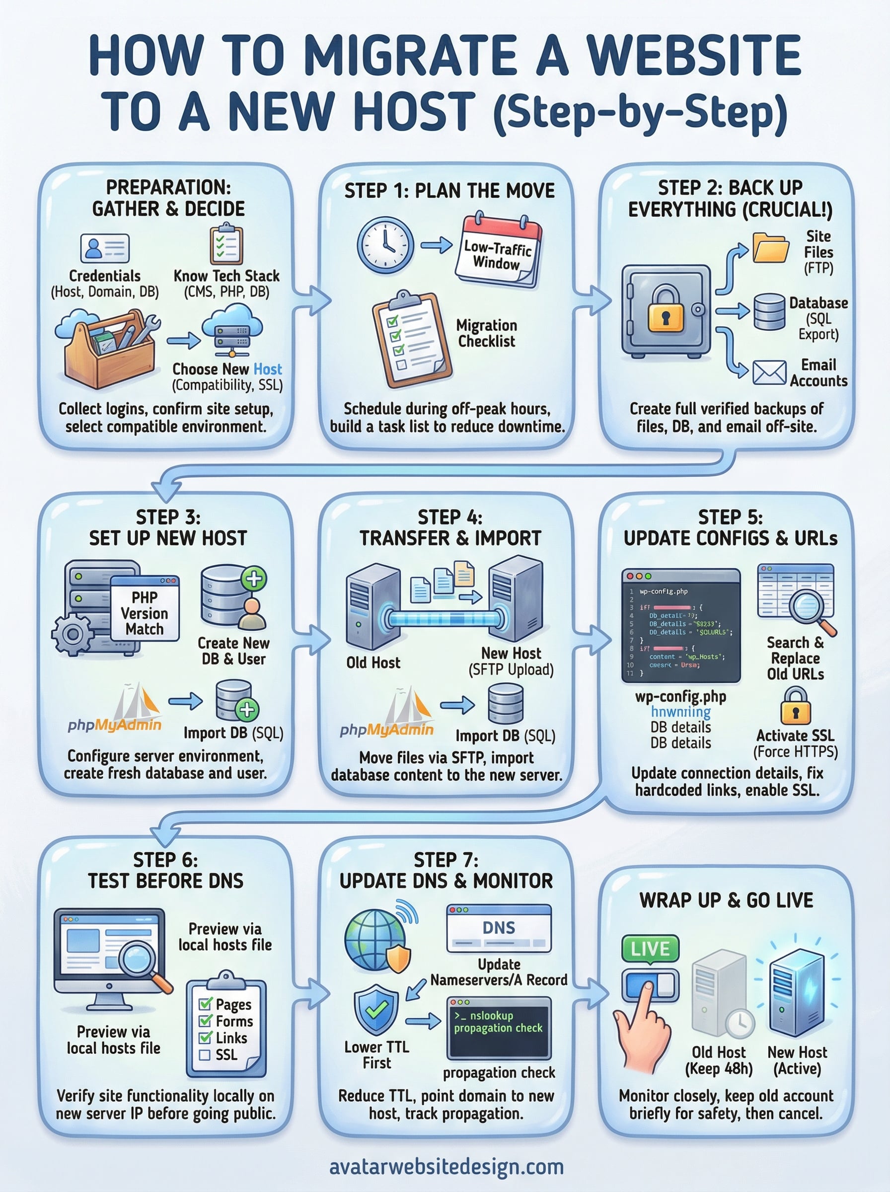 how to migrate a website to a new host infographic