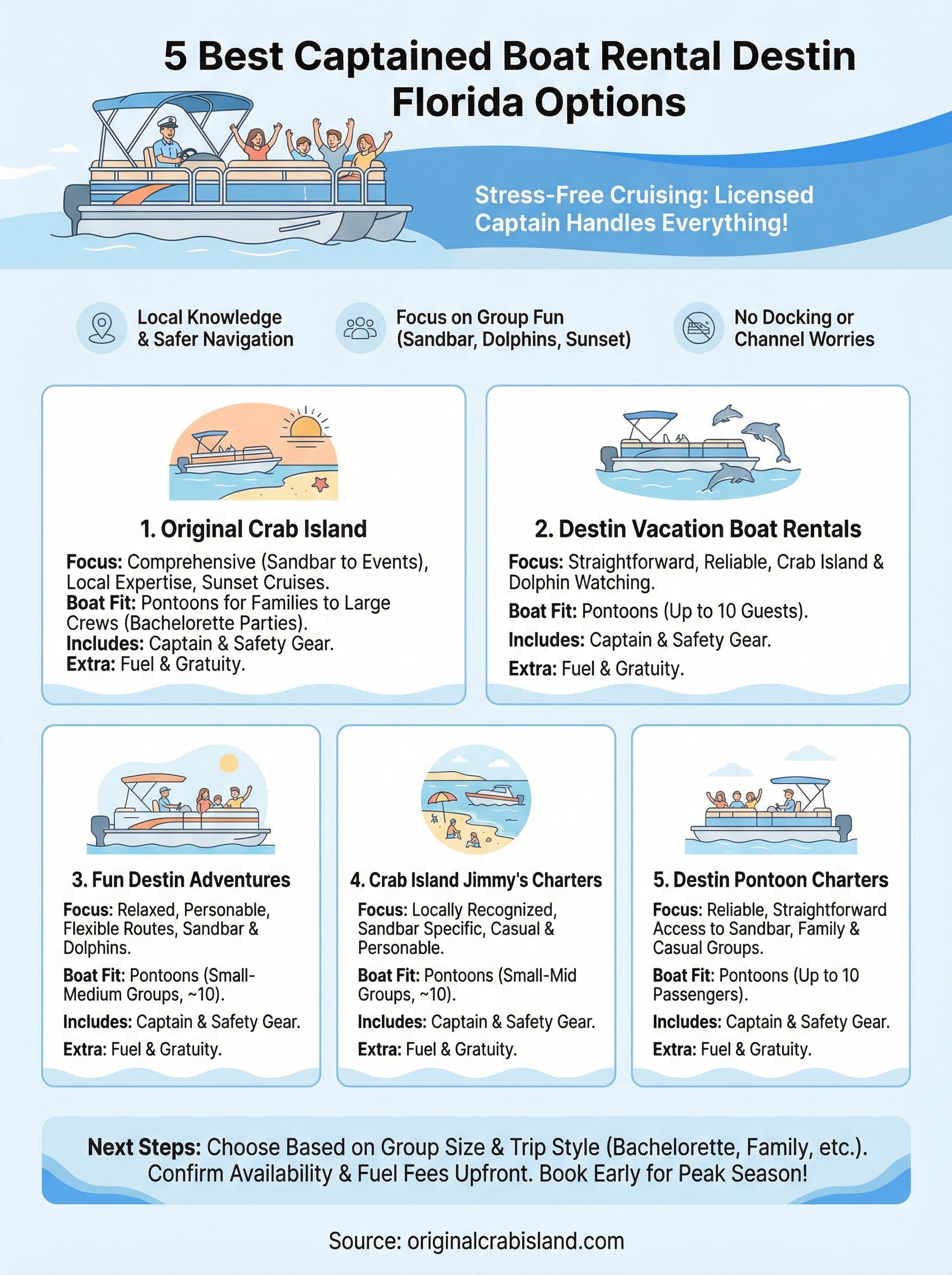 captained boat rental destin florida infographic