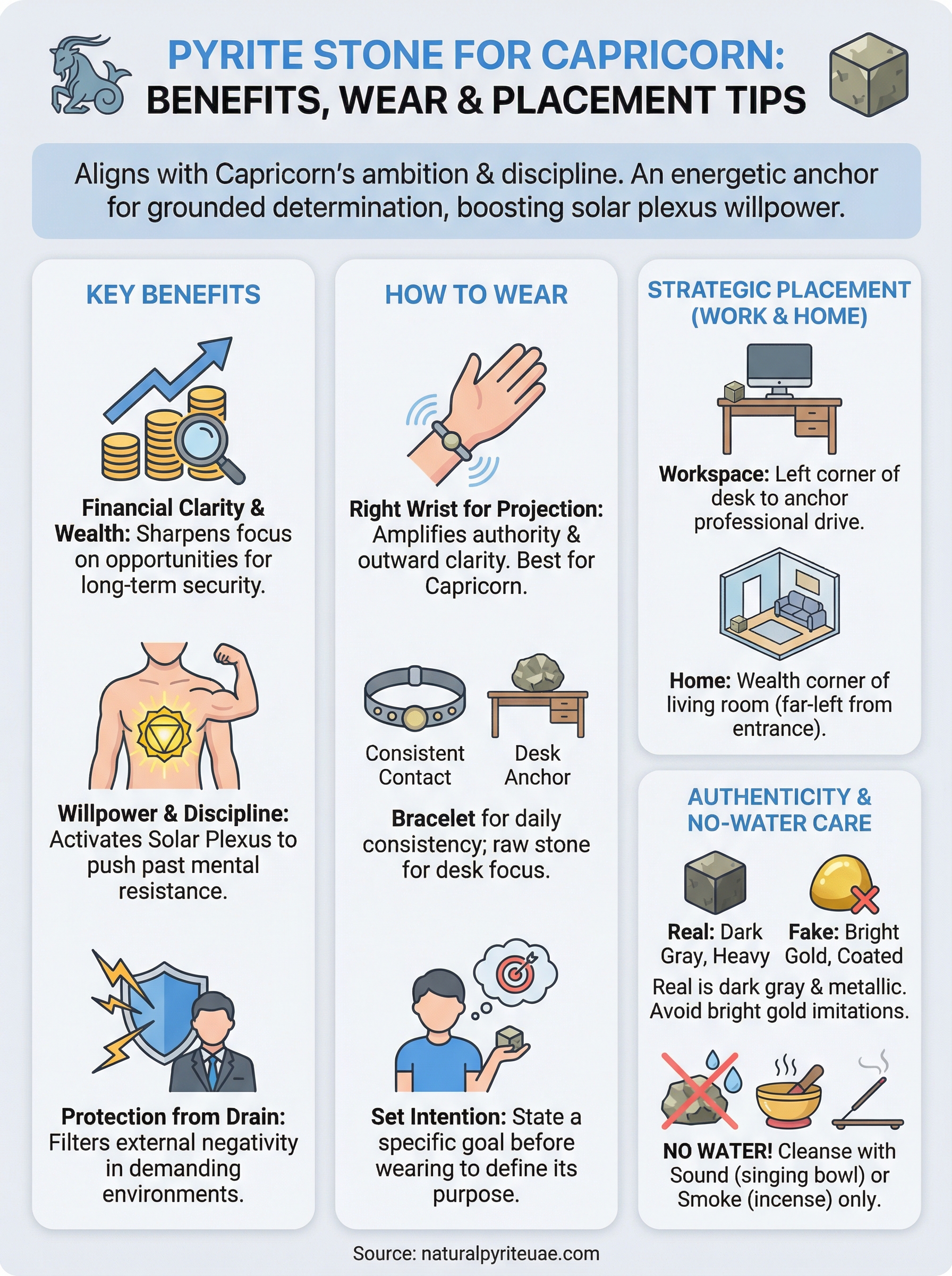 pyrite stone for capricorn infographic