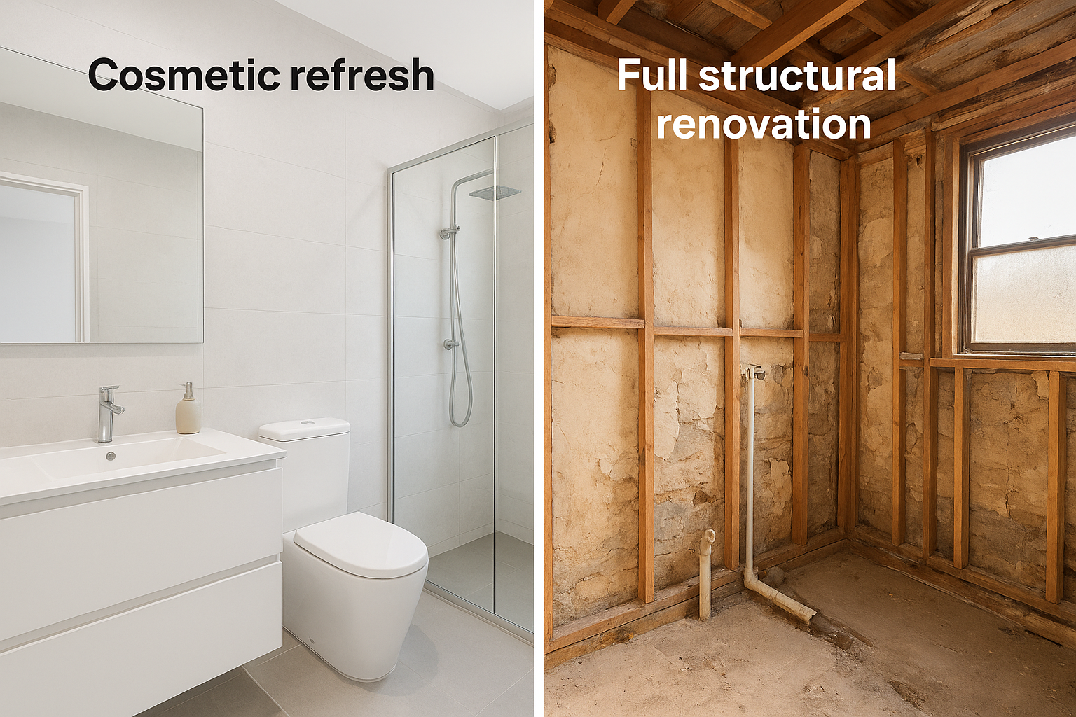Cosmetic refresh vs full structural renovation